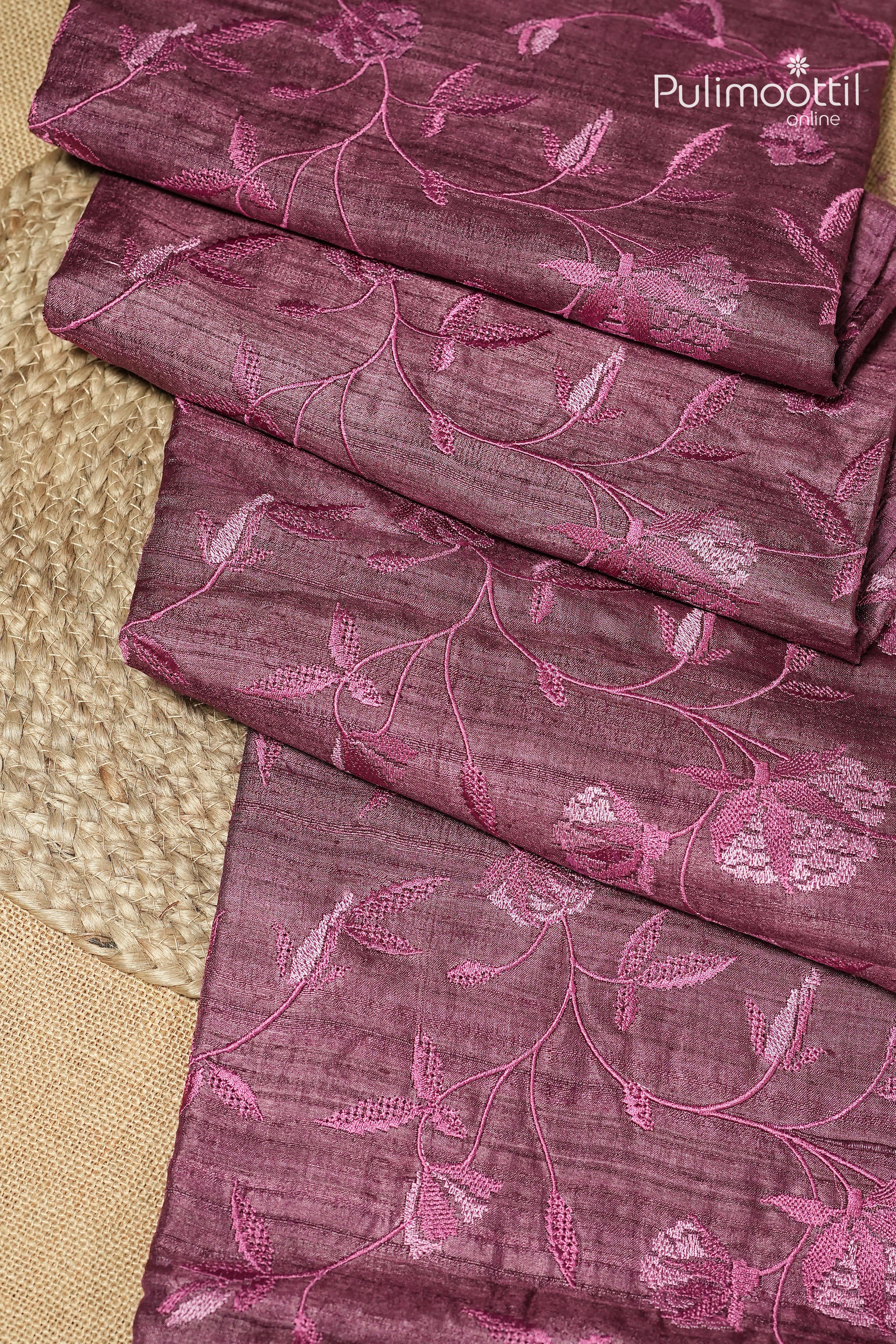 Onion Pink Colour Jute Silk Saree