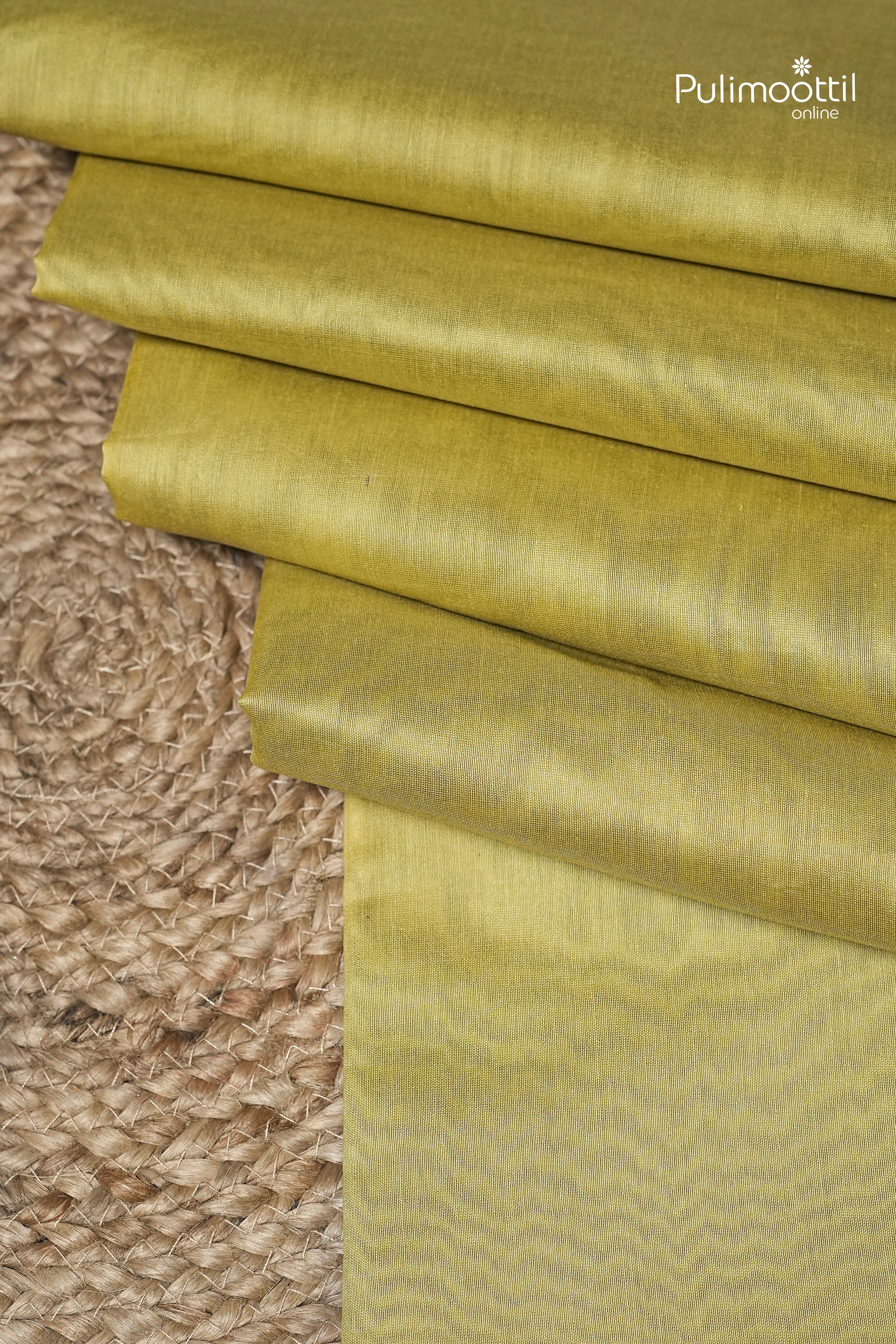 Light Olive Colour Semi Chanderi Saree
