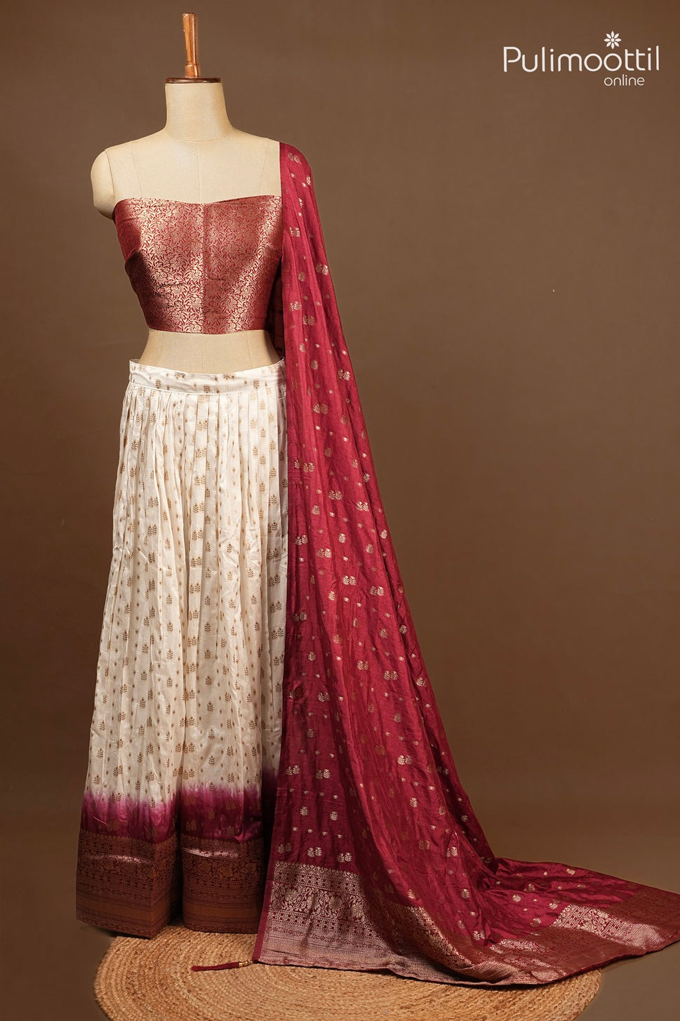 Ready-to-Stitch Dyeable Banarasi Dhavani Set