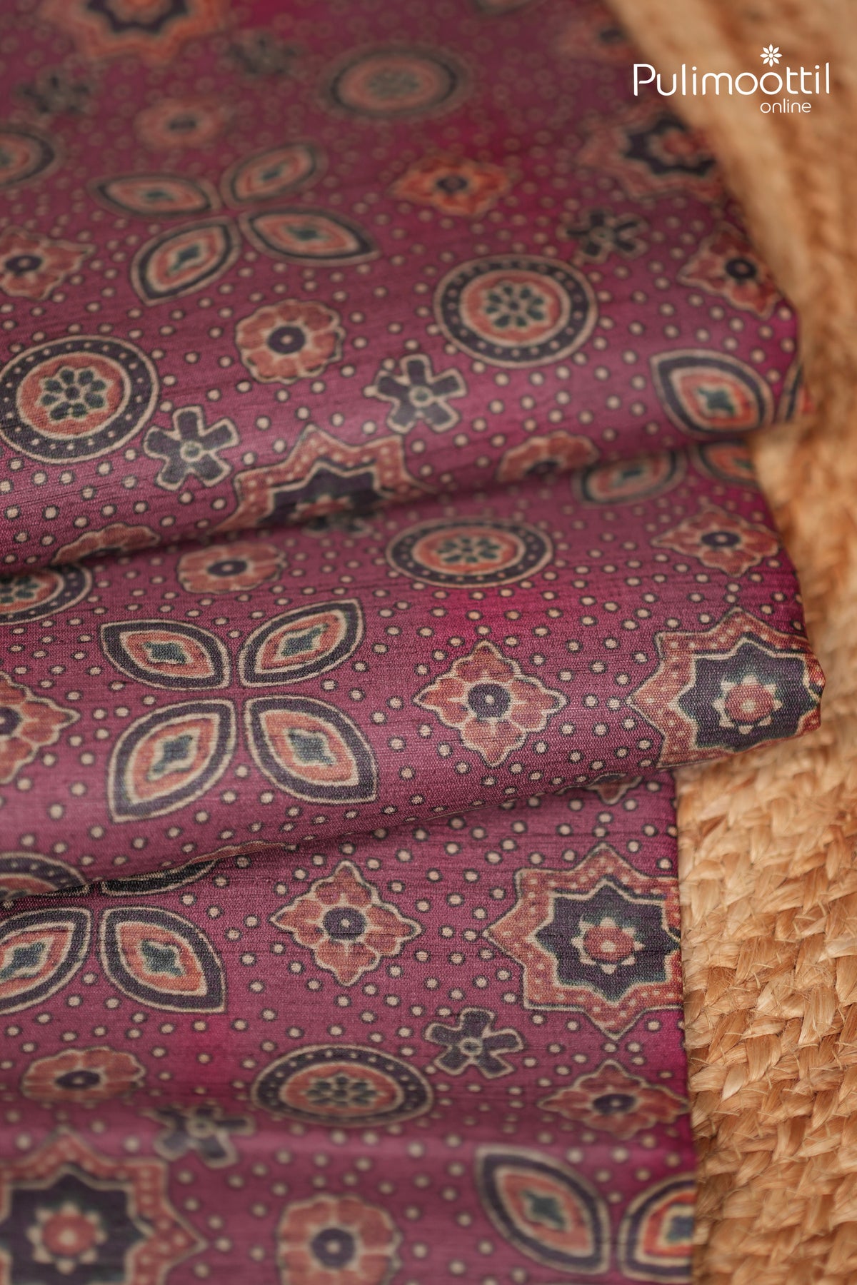 Dark Pink colour Jute Silk Saree