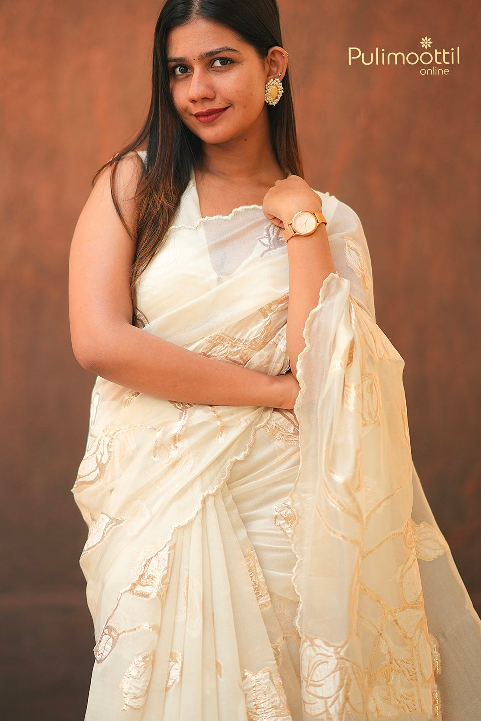 Offwhite Colour Turkish Organza Saree