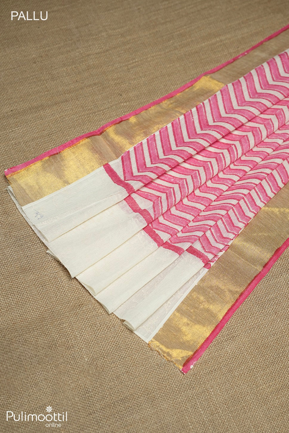 Off White Colour Block Printed Silk Saree