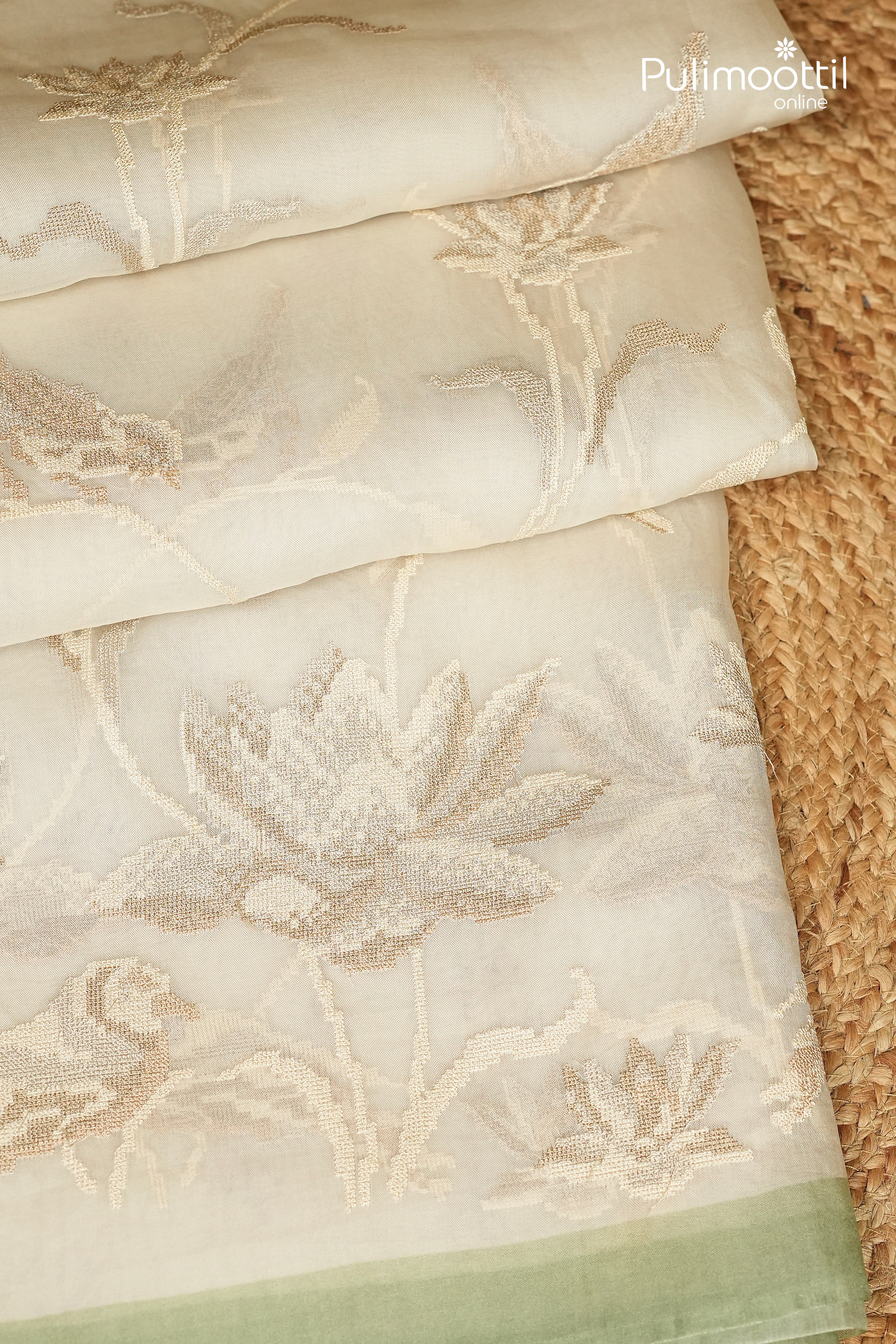 Off White Colour Organza Fancy Saree