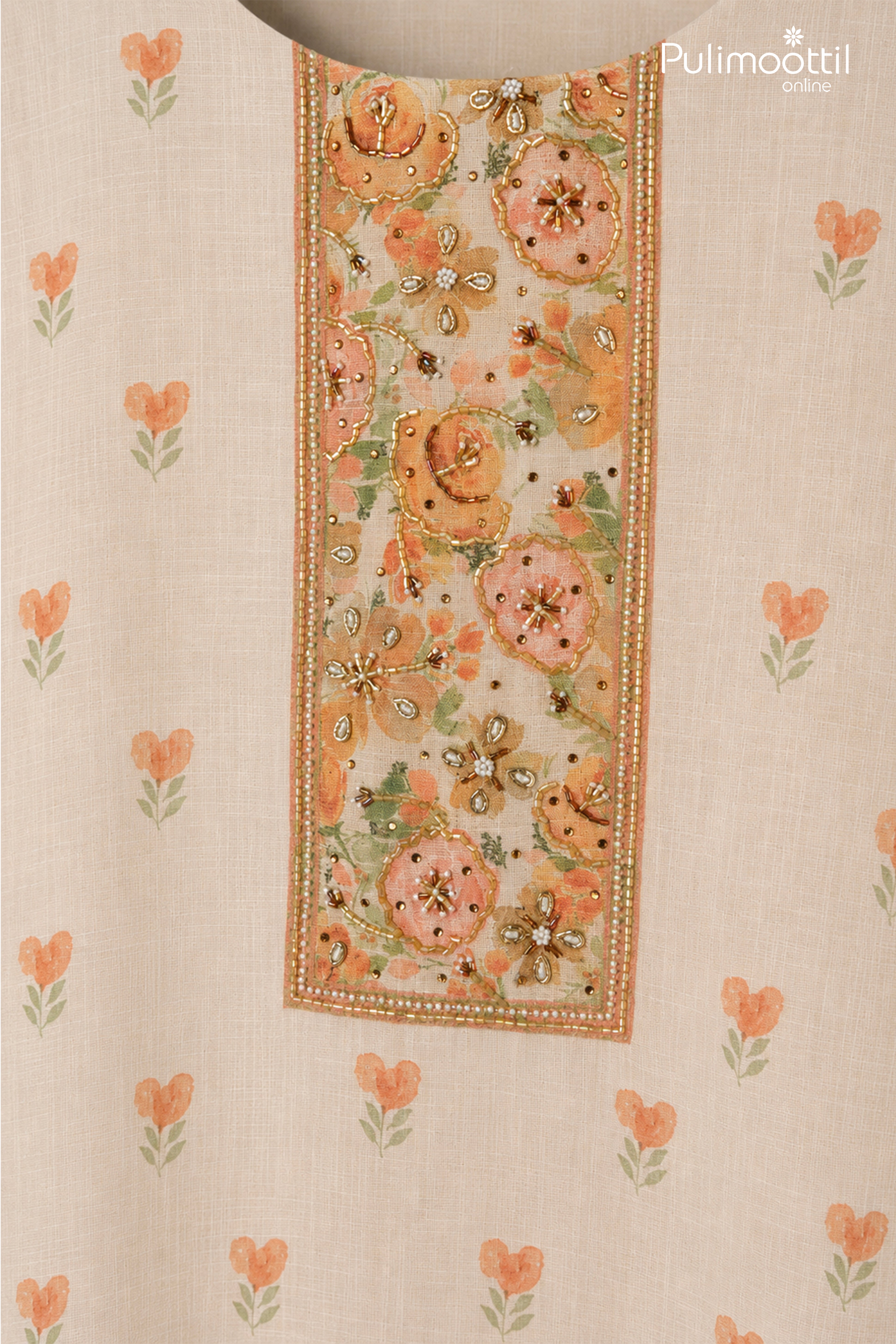 Golden Tissue Kurti Top Featuring Cut Beed Work