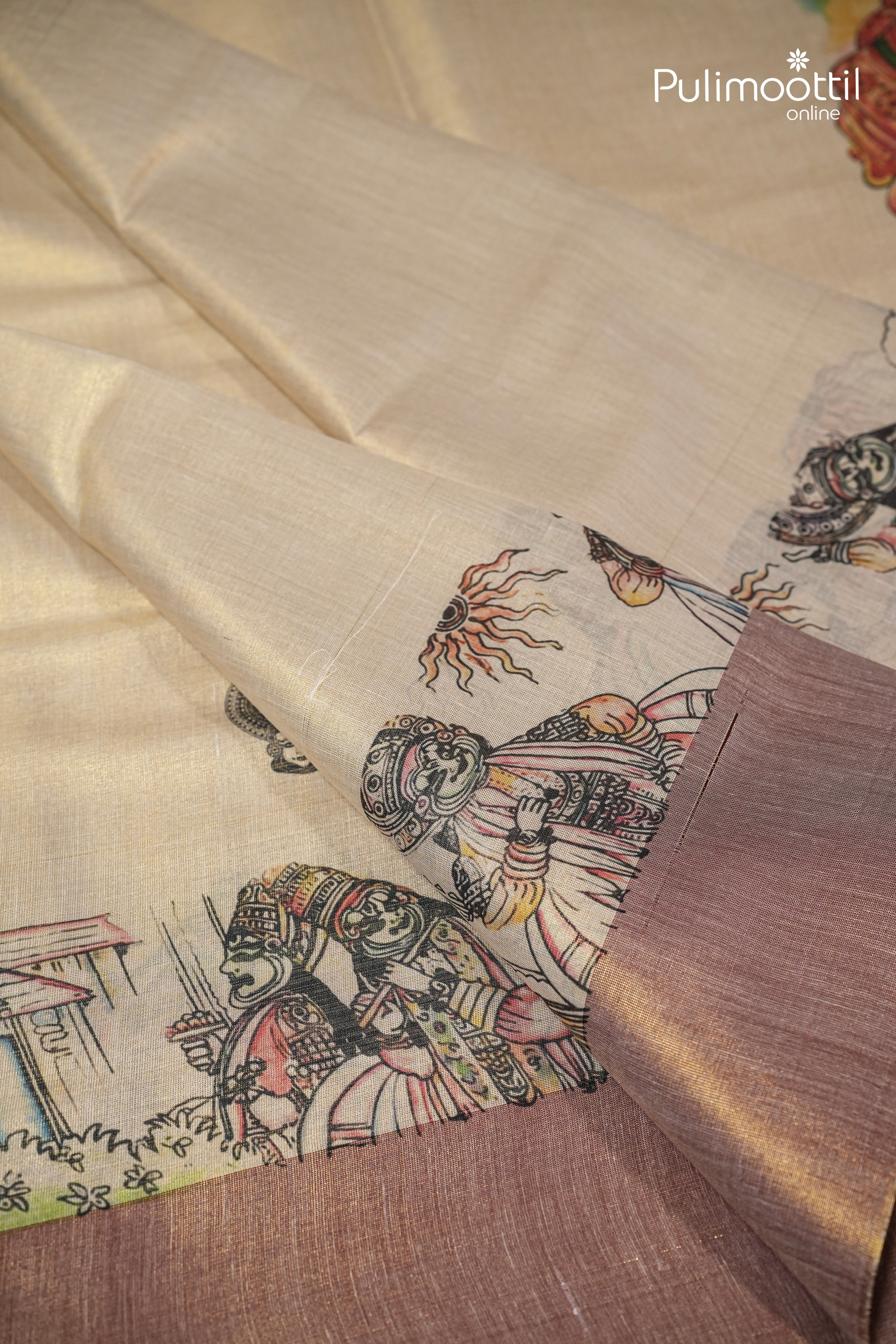 Kerala Traditional Kathakali Golden Tissue Set Saree