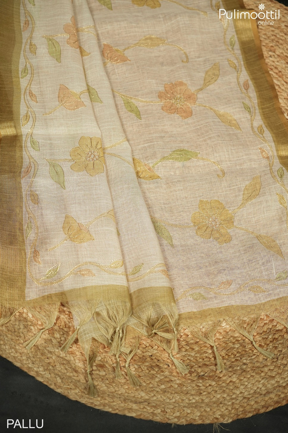 Onam Special Traditional Linen Tissue Saree