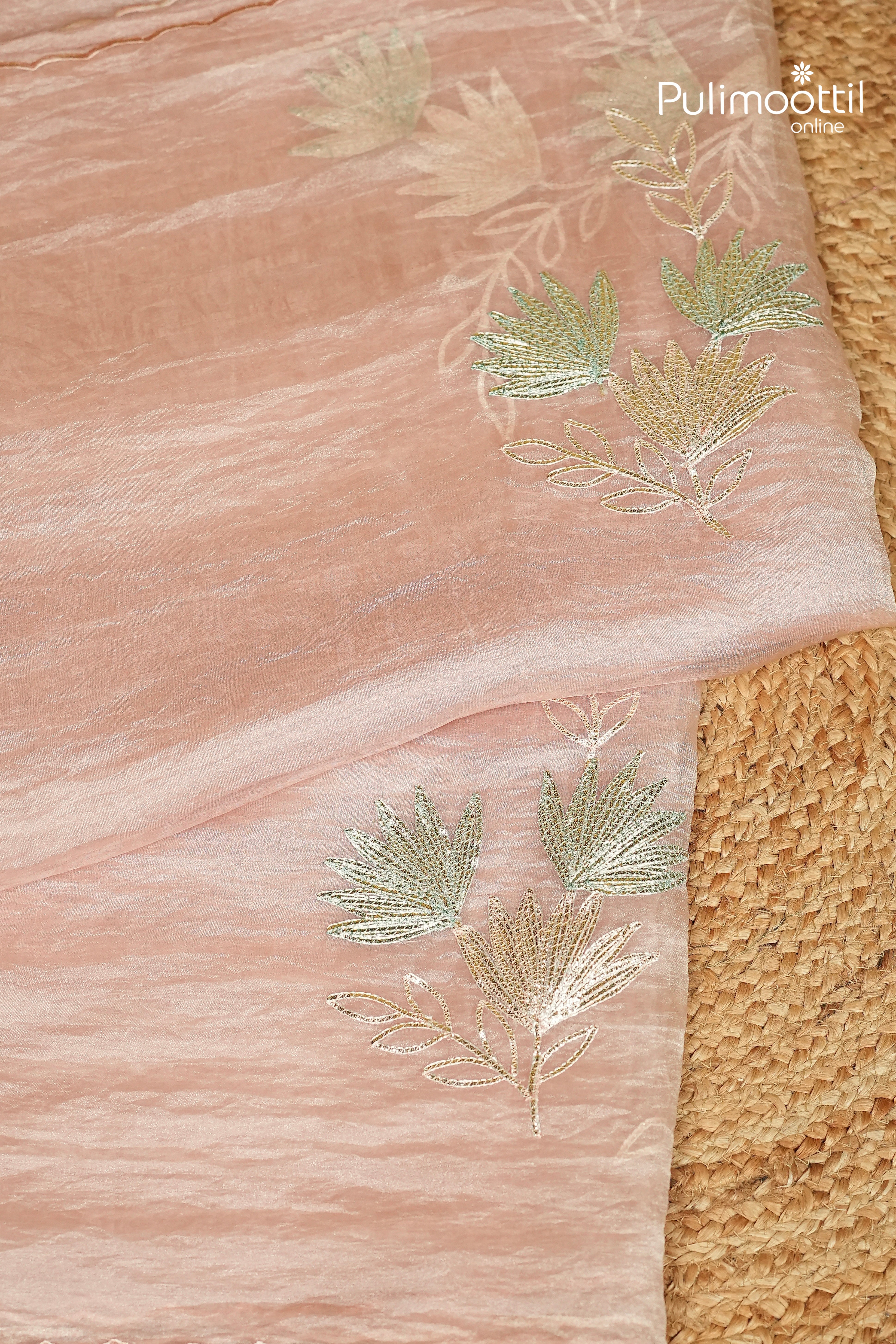 Pastel Pink Colour Organza Fancy Saree