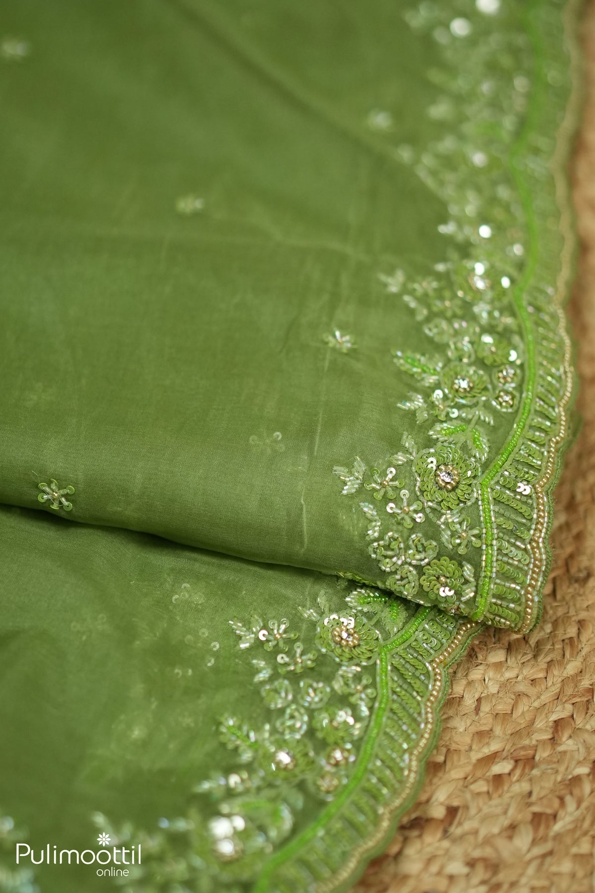 Saga Green Organza Designer Fancy Saree