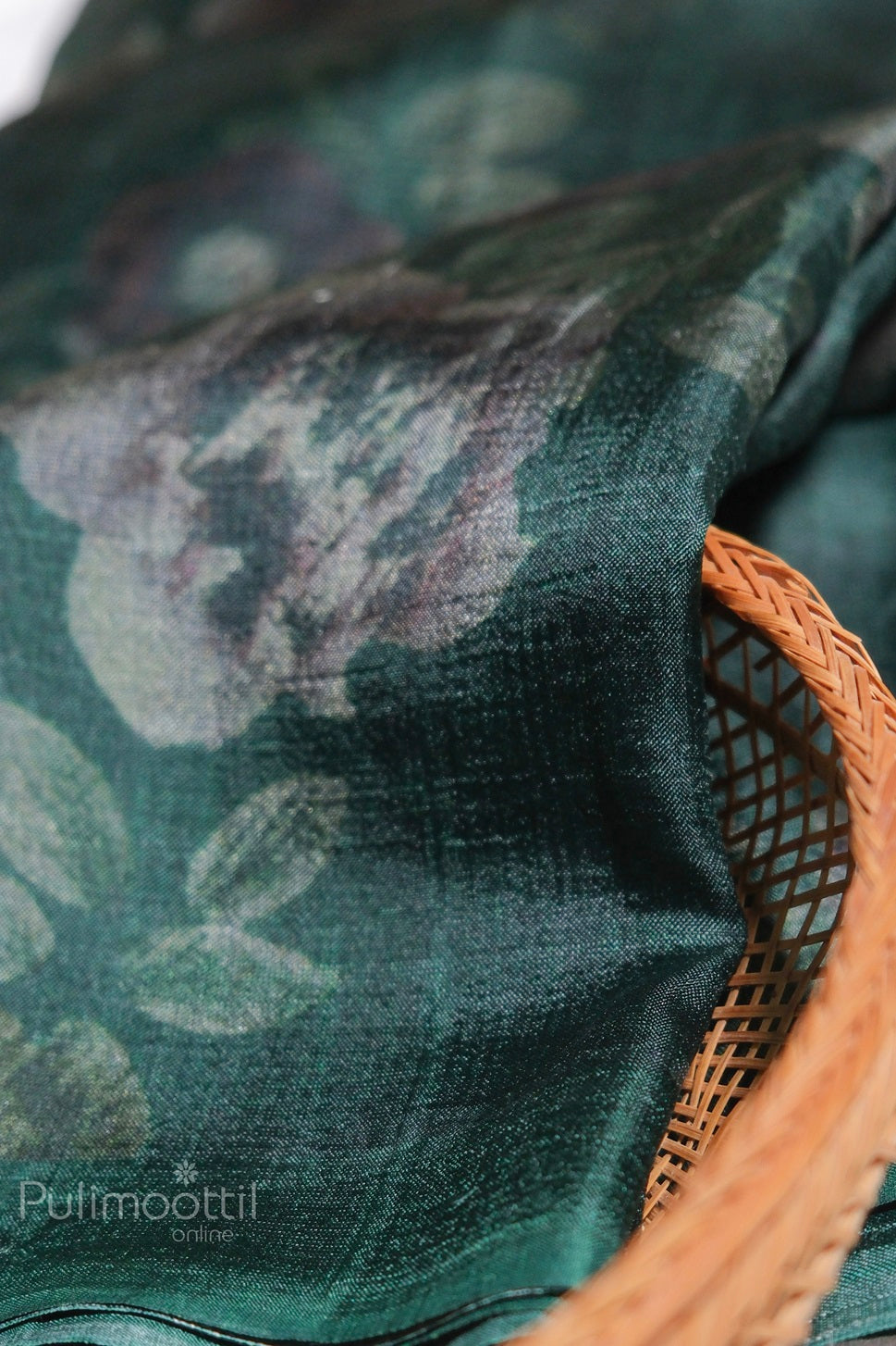 Dark Green Colour Soft Printed Tassels Silk Saree