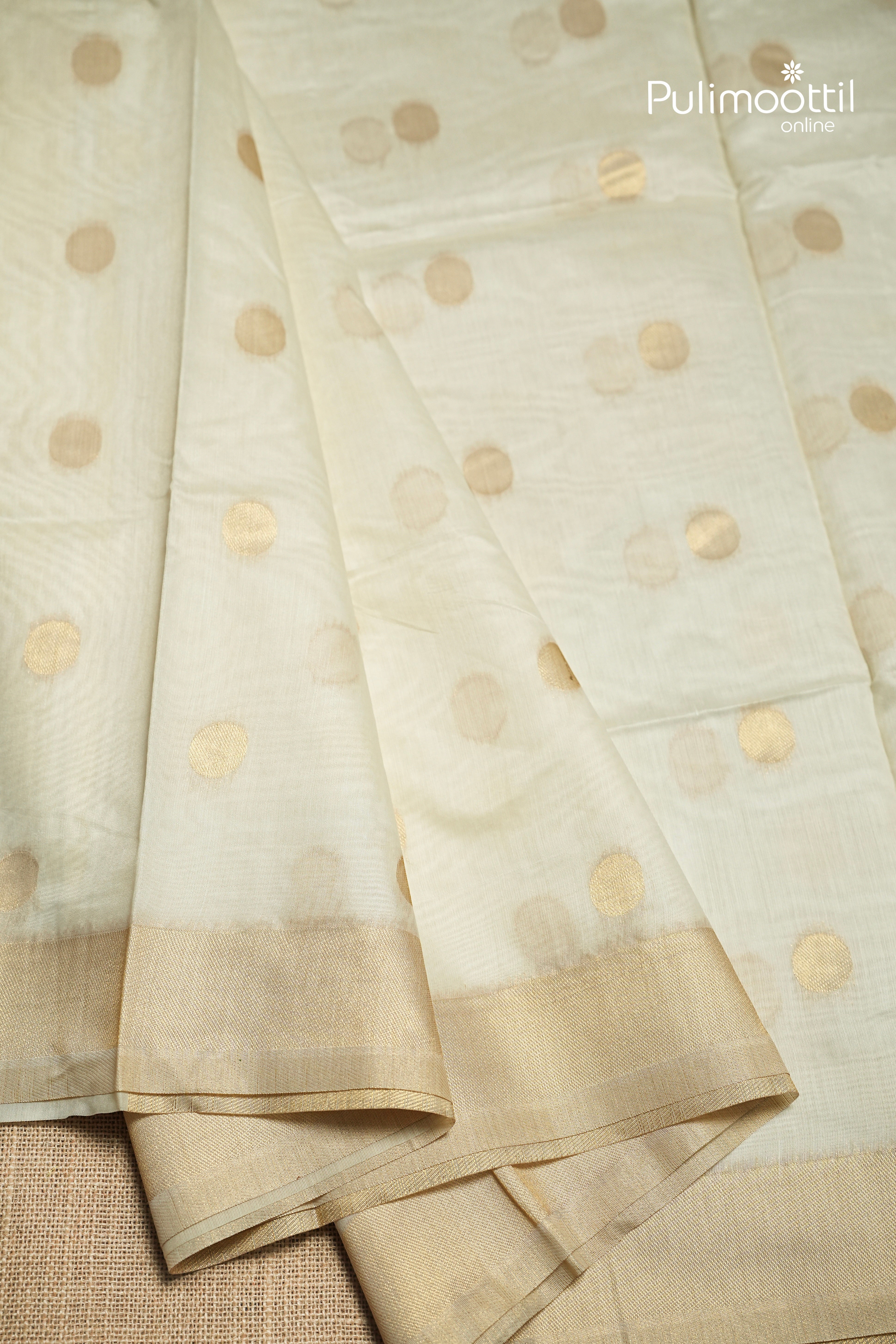Off White Colour Semi Chanderi Traditional Saree