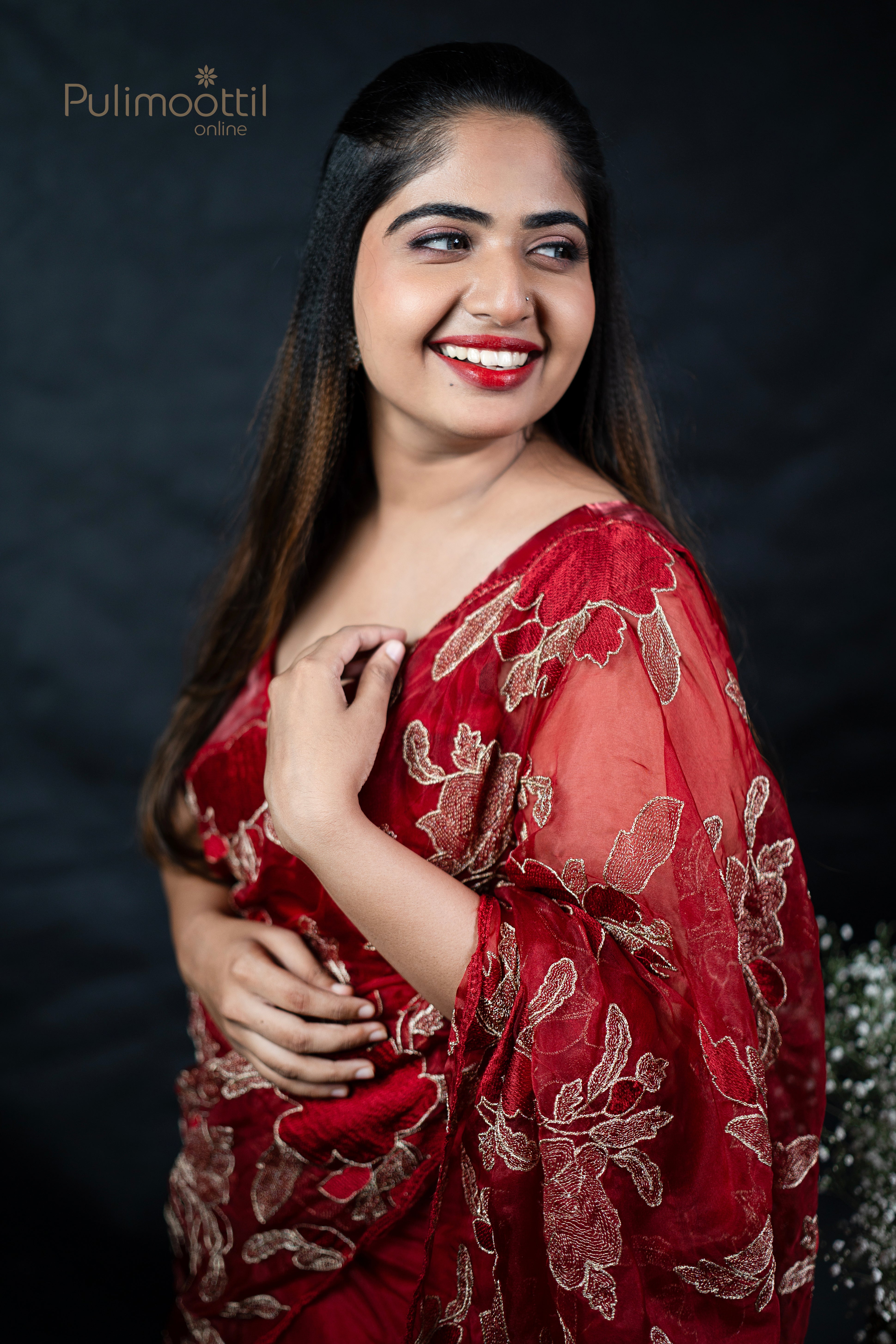 Red Colour Organza Fancy Saree