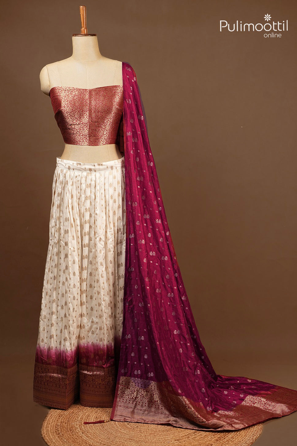 Ready-to-Stitch Dyeable Banarasi Dhavani Set