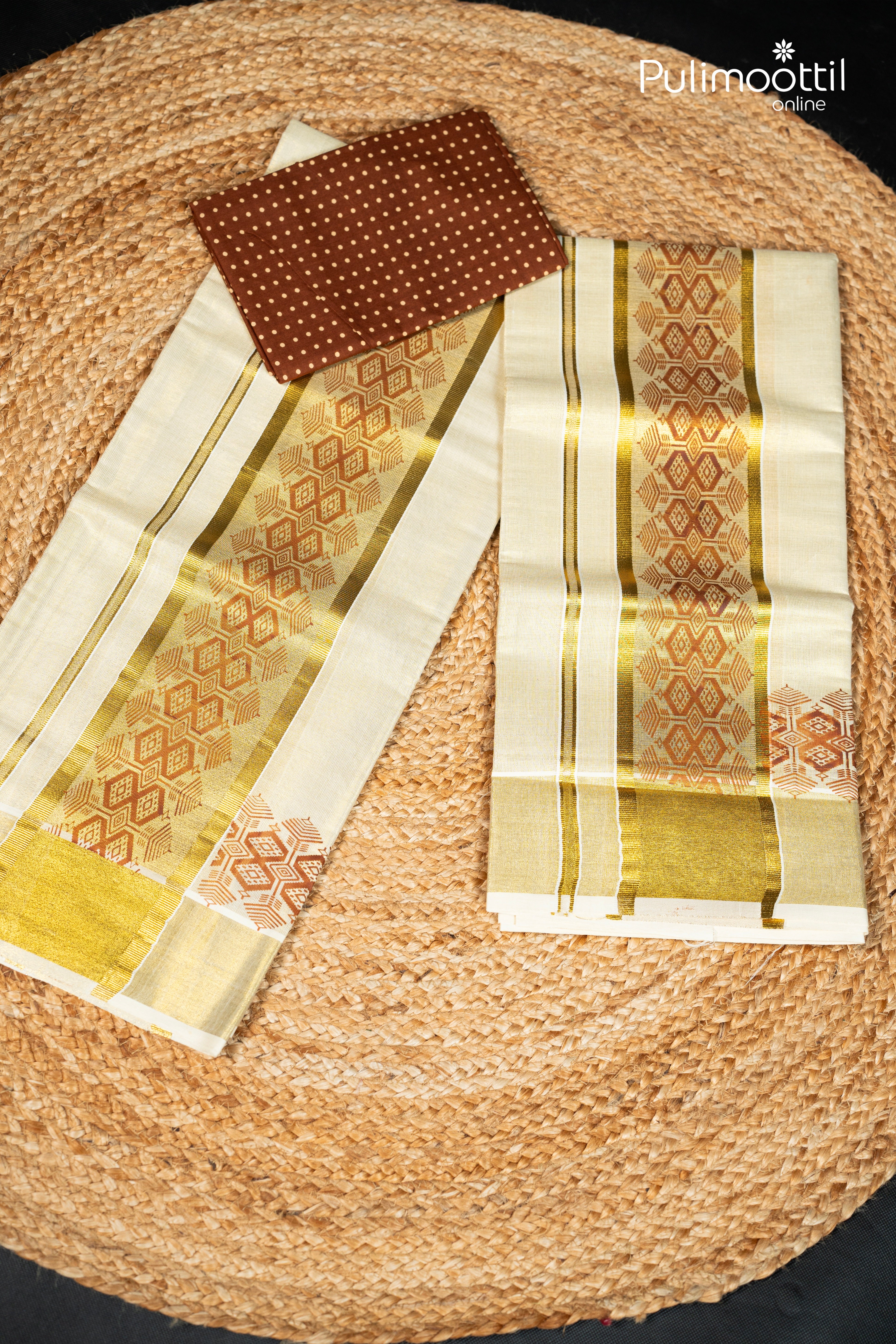 Onam Special Kerala Traditional Golden Tissue Set Mundu