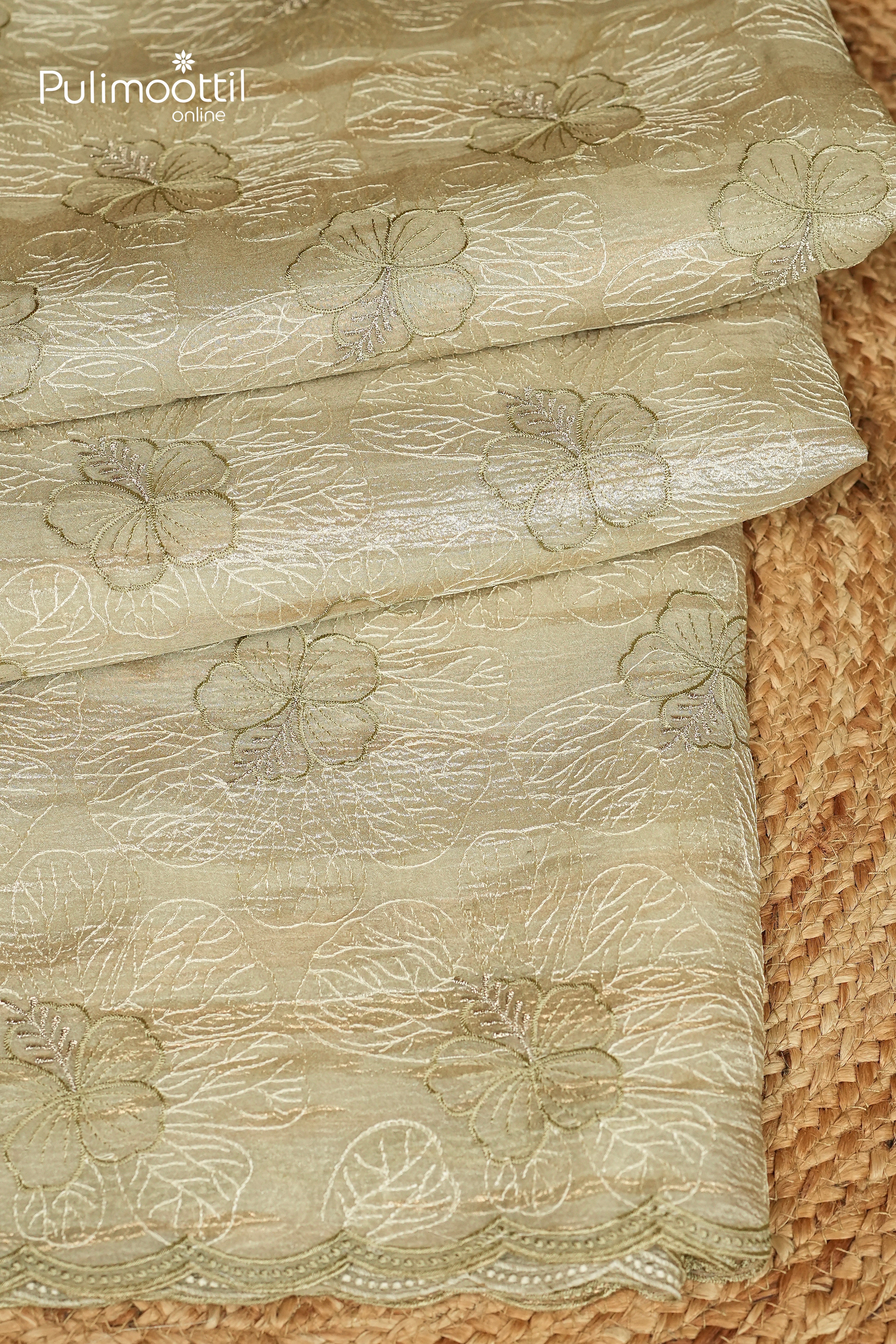 Sage Green Colour Crushed Organza Fancy Saree