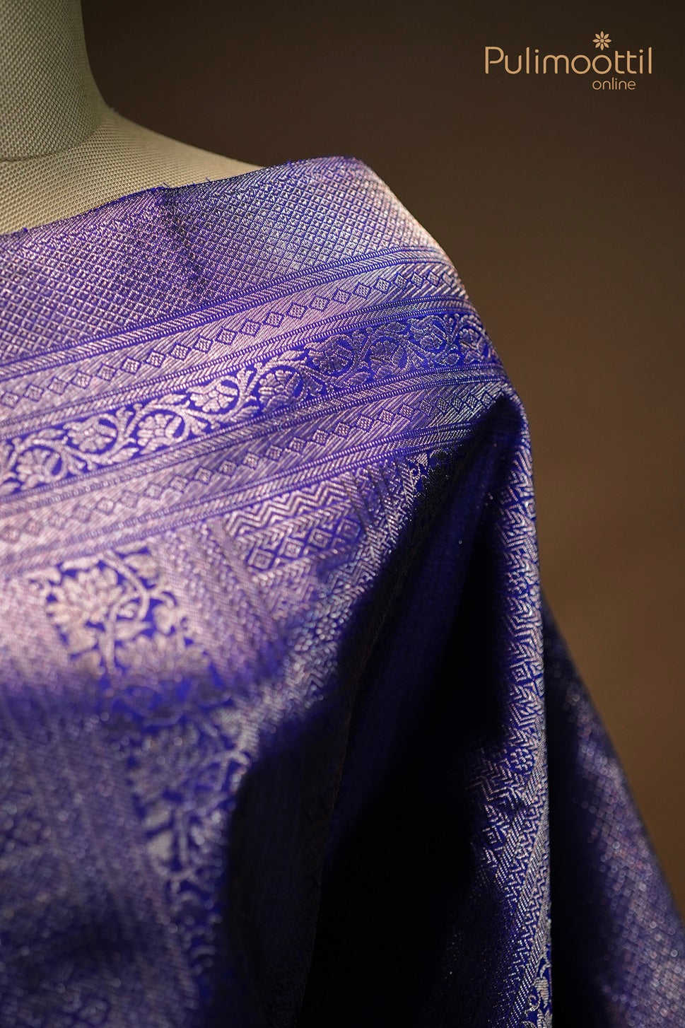 Blue Colour Kanchipuram Brocade Saree.