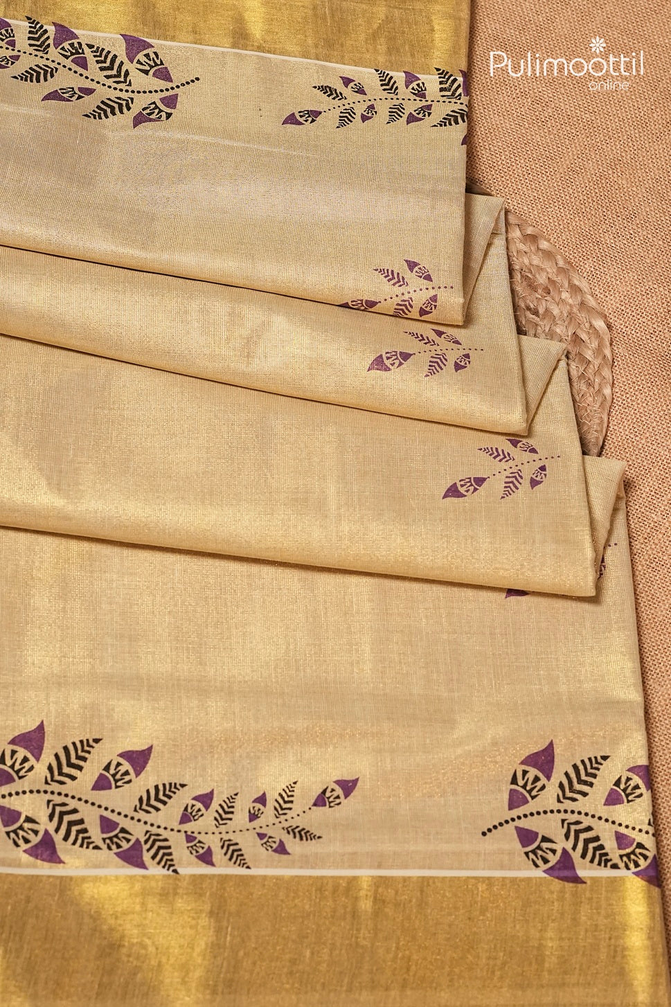 Kerala Traditional Golden Tissue Set Saree