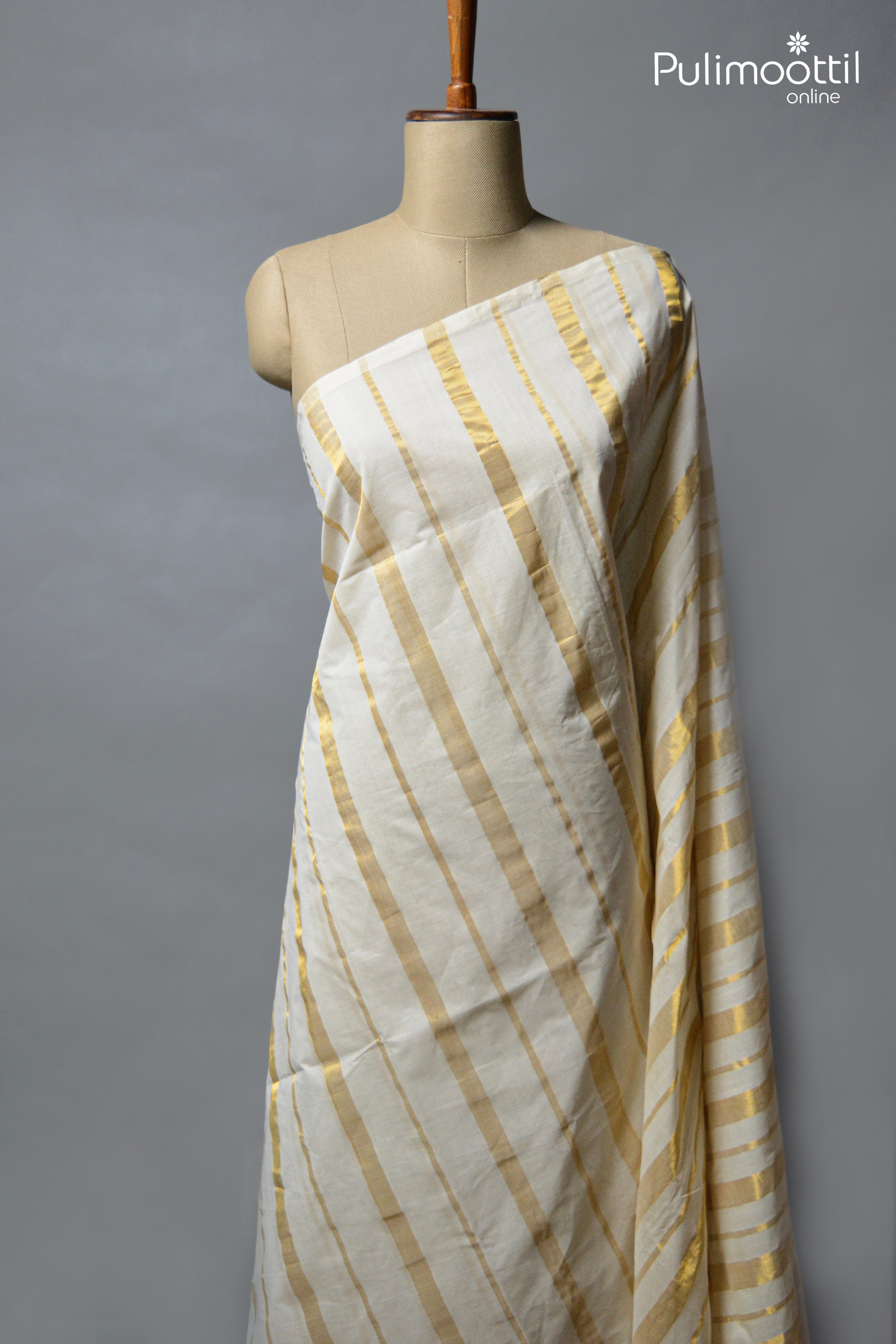 Cream colour Cotton Handloom Saree