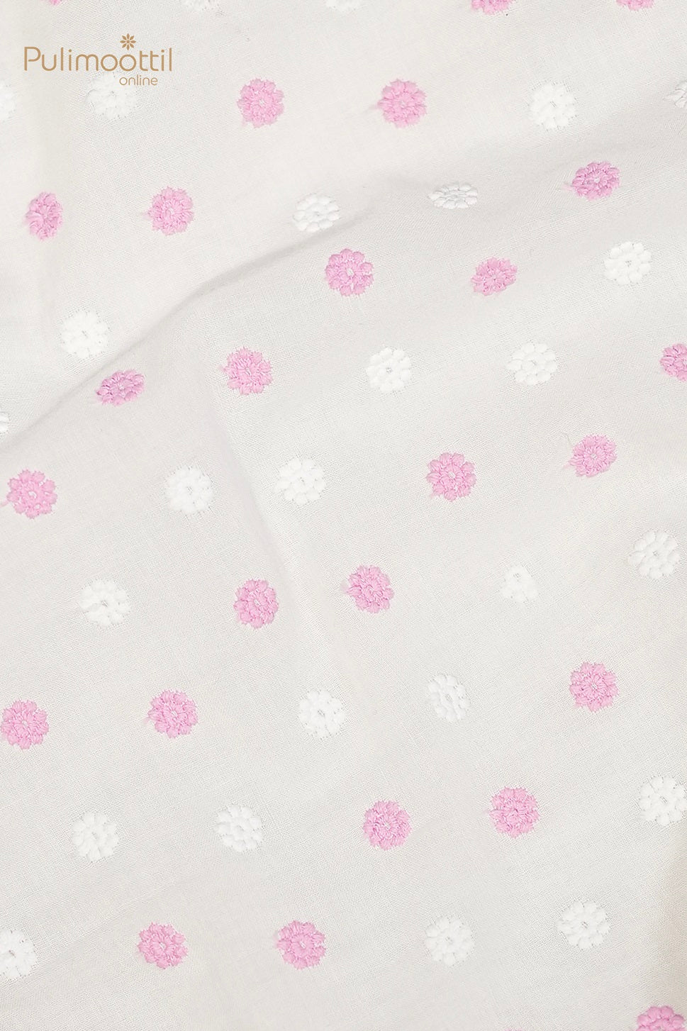 White And Pink Embroidery Work