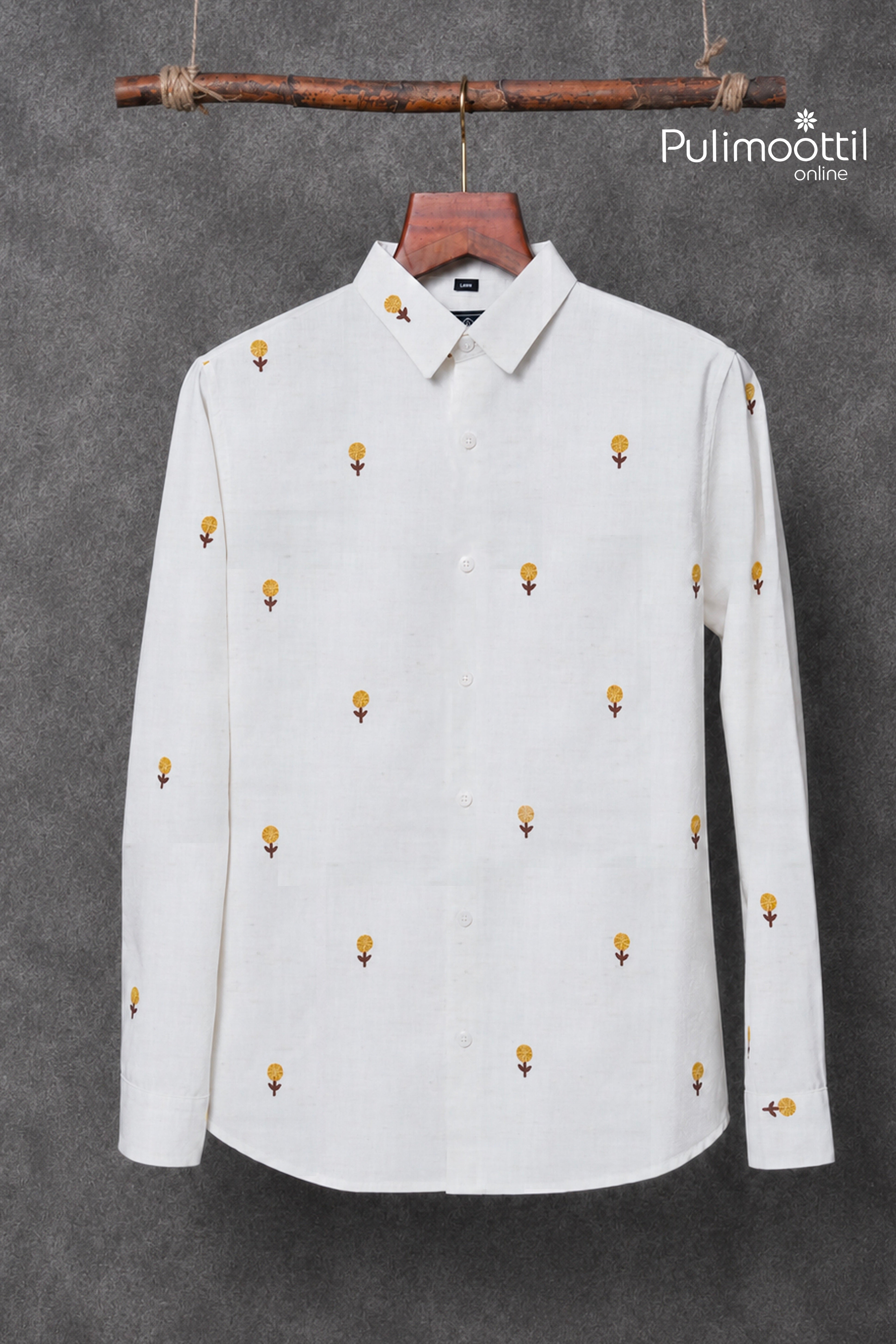 Offwhite Colour Shirt Featuring Floral Embroitery