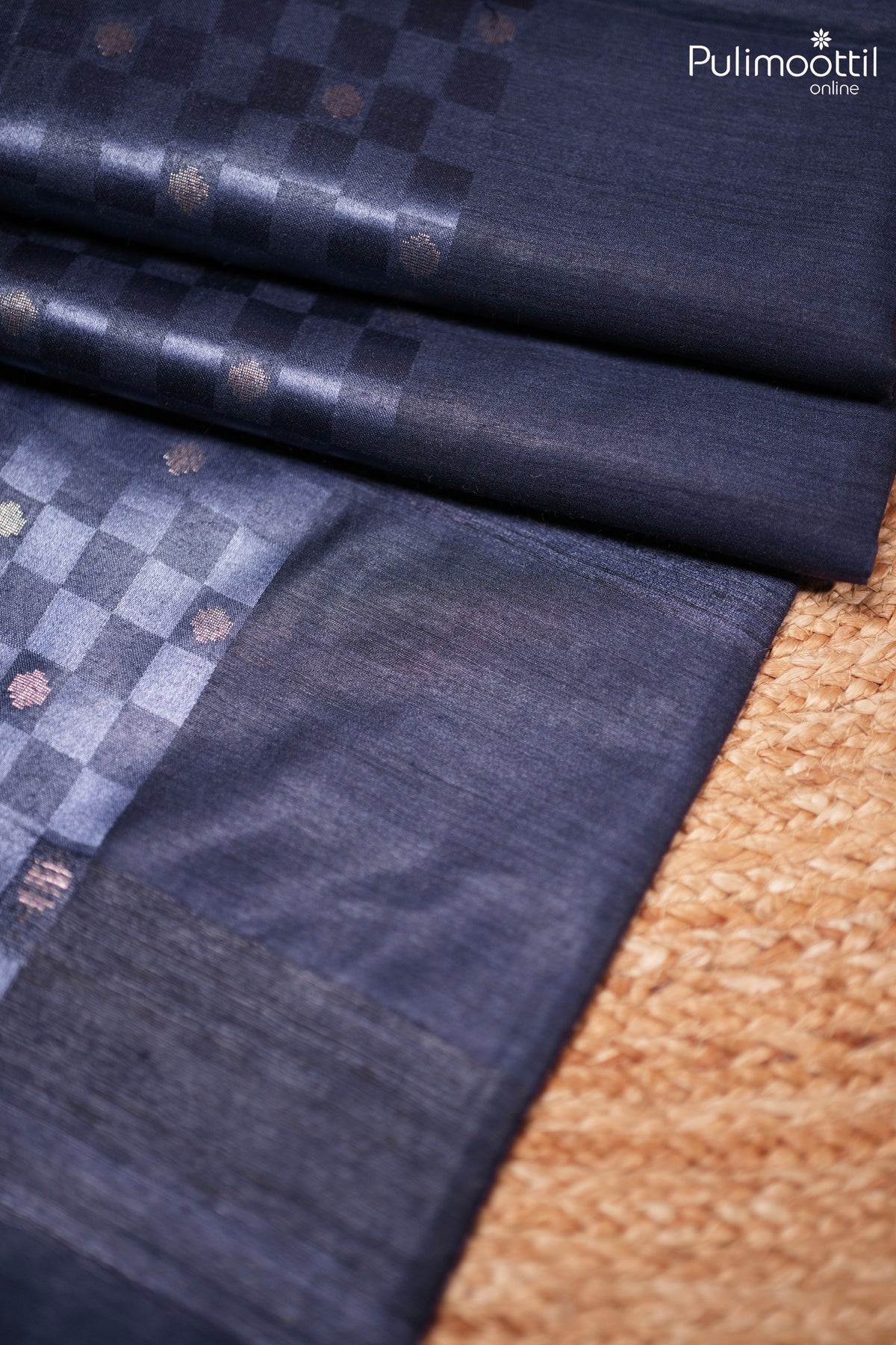 Dark Blue Colour Tussar Silk Saree