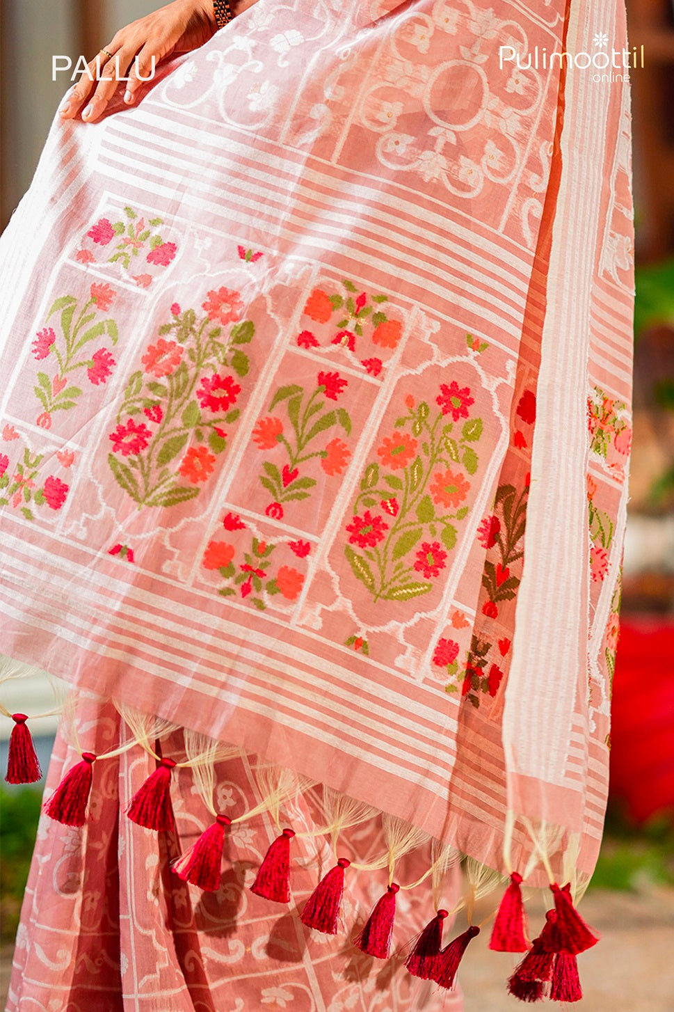 Coral Blush Chanderi Silk Saree