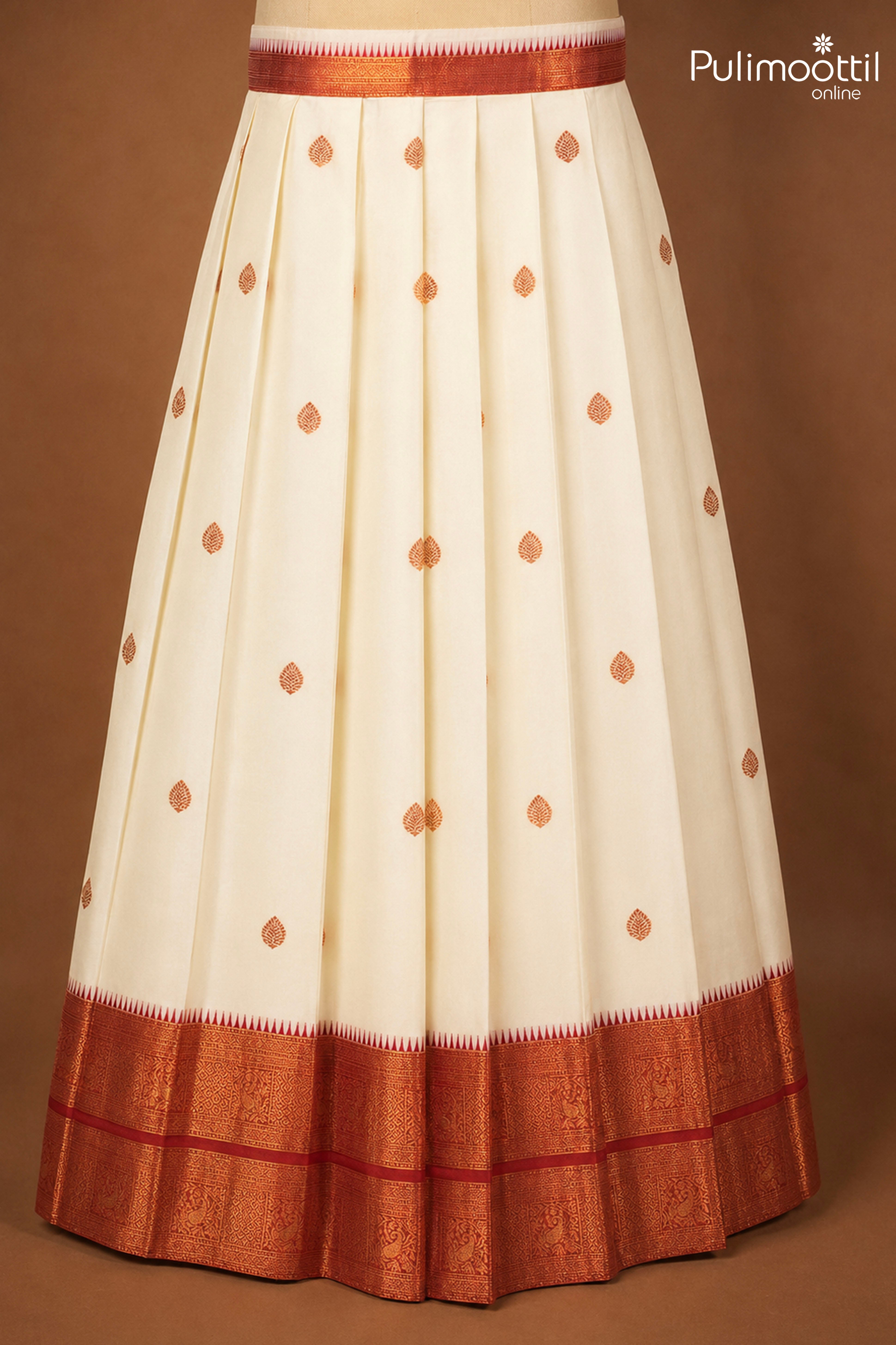 Off White Color Onam Special Kerala Traditional Dhavani Set