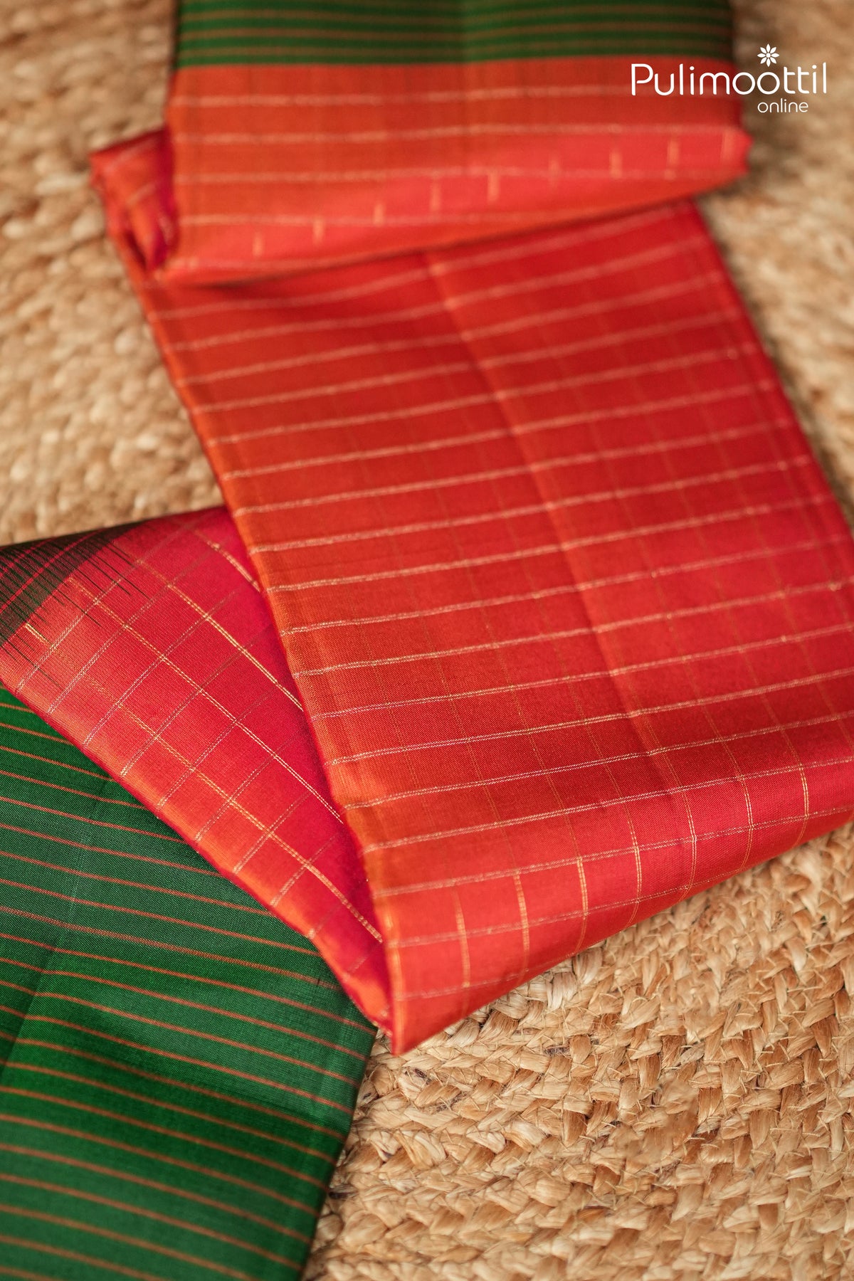Red Orange Colour Kanchipuram Soft Silk Saree