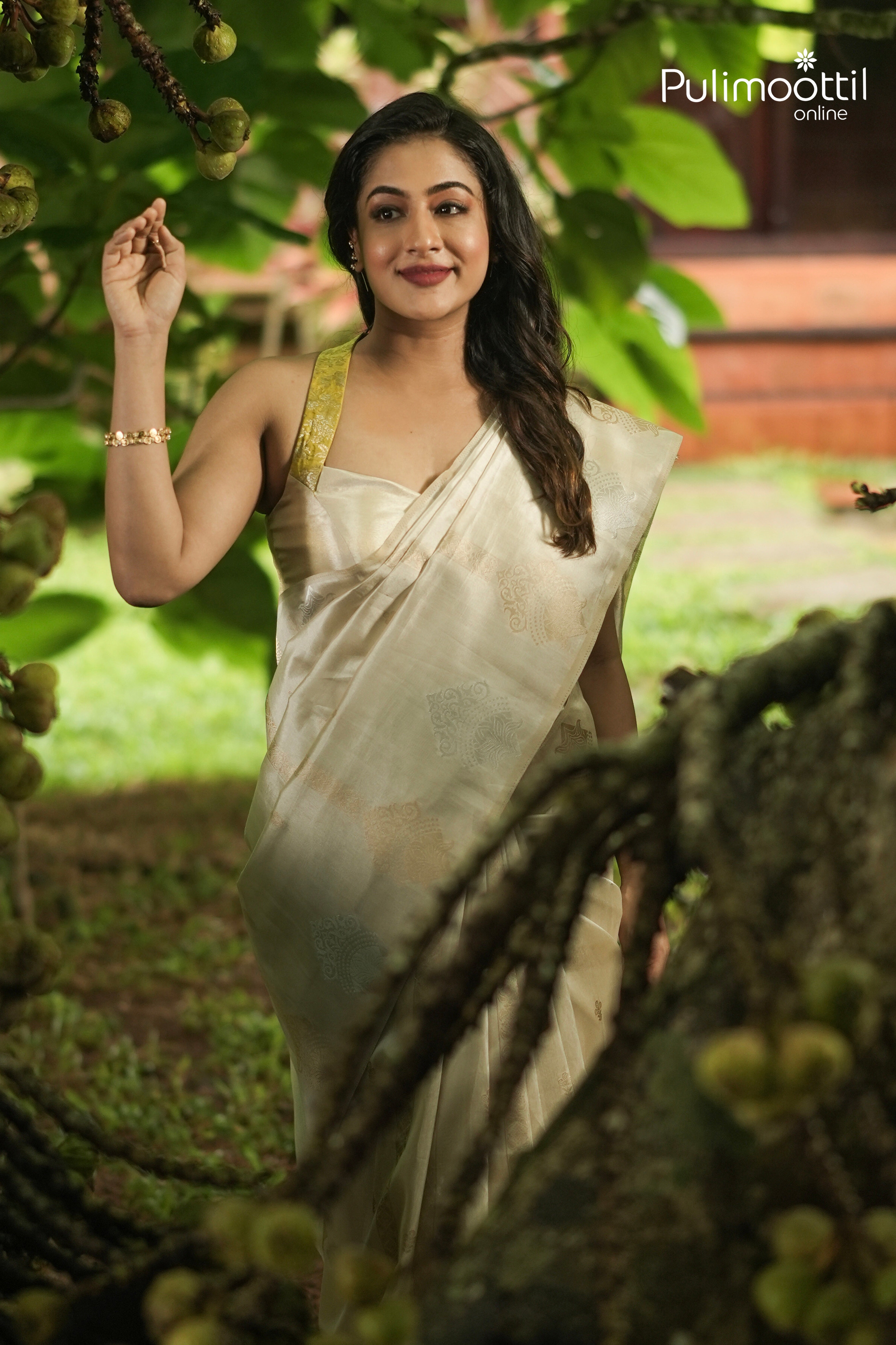 Ivory Colour Oraganza Fancy Saree