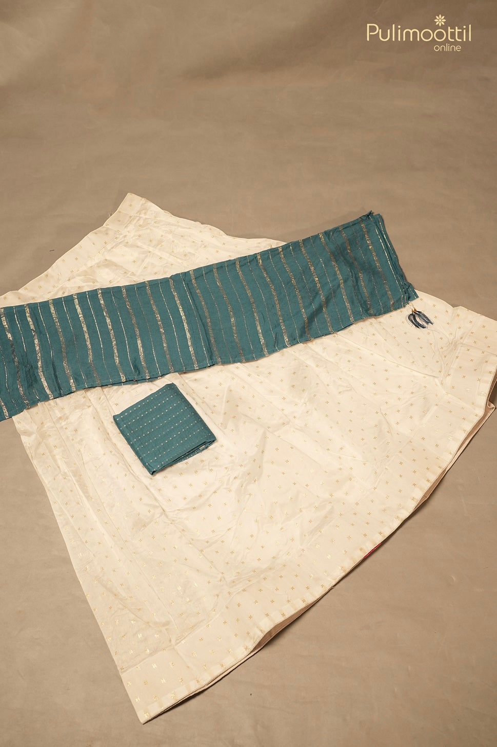 Onam Special Kerala Traditional Semi Chanderi Dhavani Set