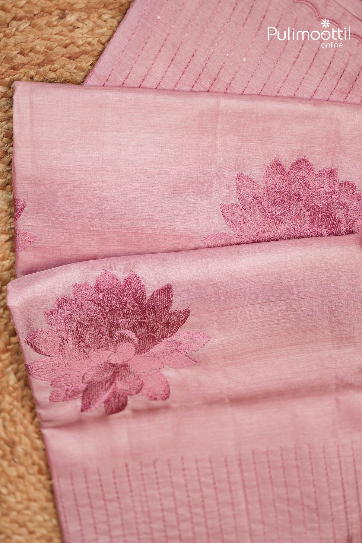 Pastel Pink Colour Tussar Silk Saree