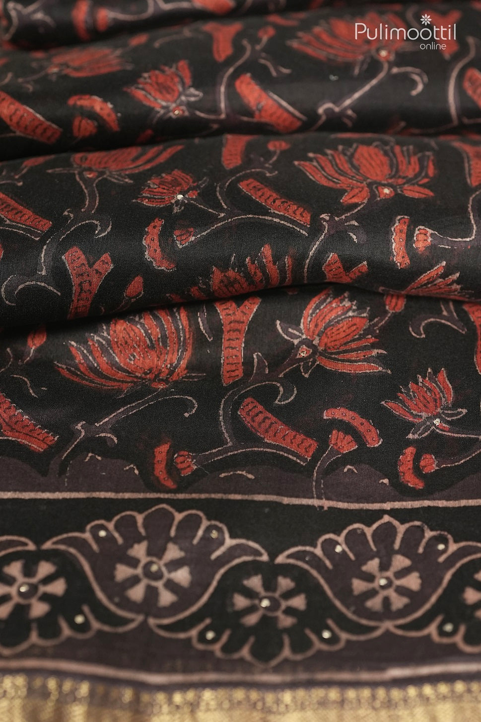Black Colour Chanderi Silk Saree