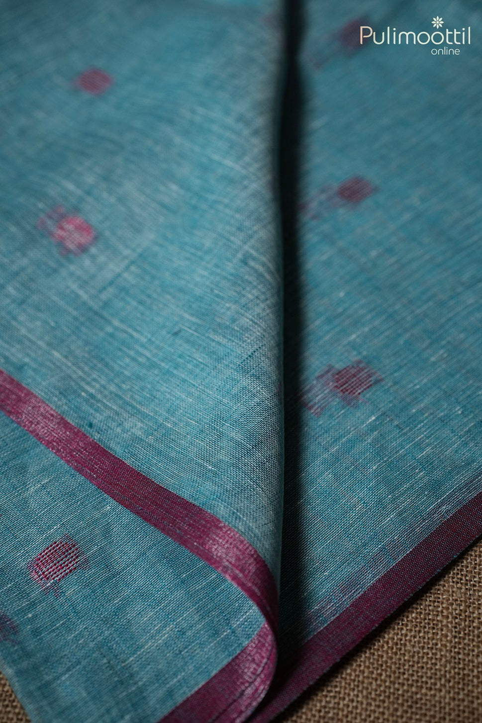 Sky Blue Colour Linen Saree.