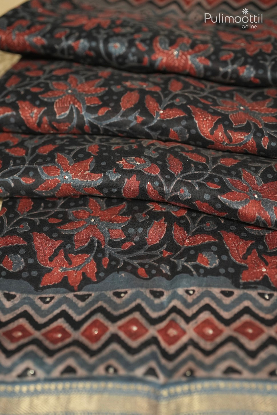 Black Colour Chanderi Silk Saree