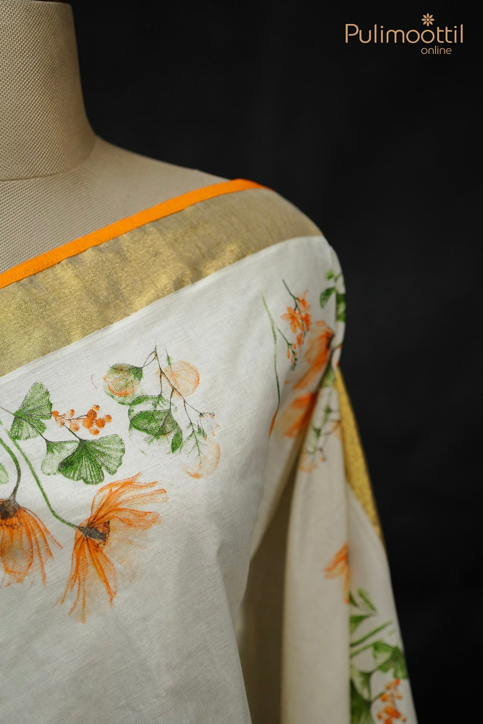 Kerala Cottan Floral Print Set Saree.