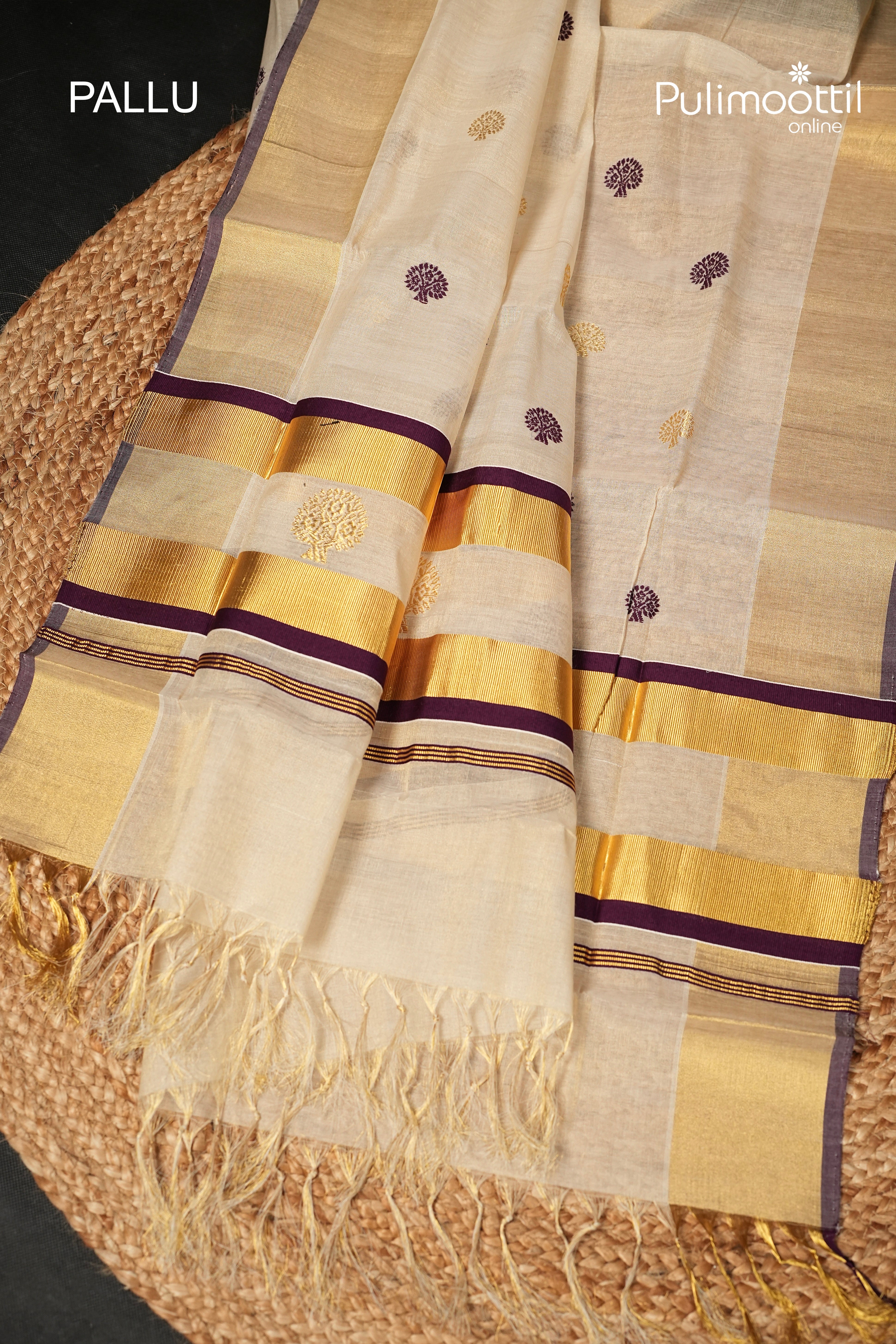 Kerala Traditional Golden Tissue Handloom Set Saree