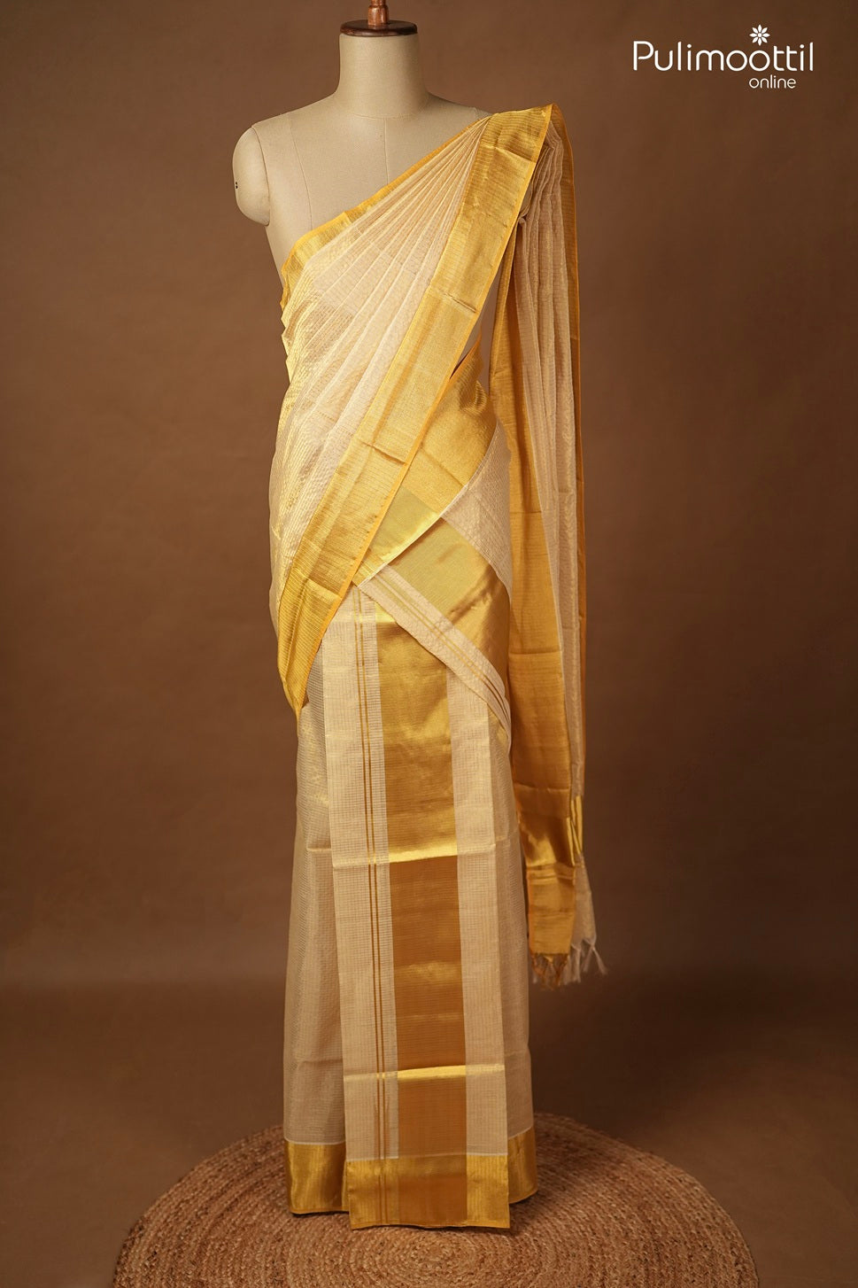 Onam Special Kerala Traditional Golden Tissue Handloom Set Mundu