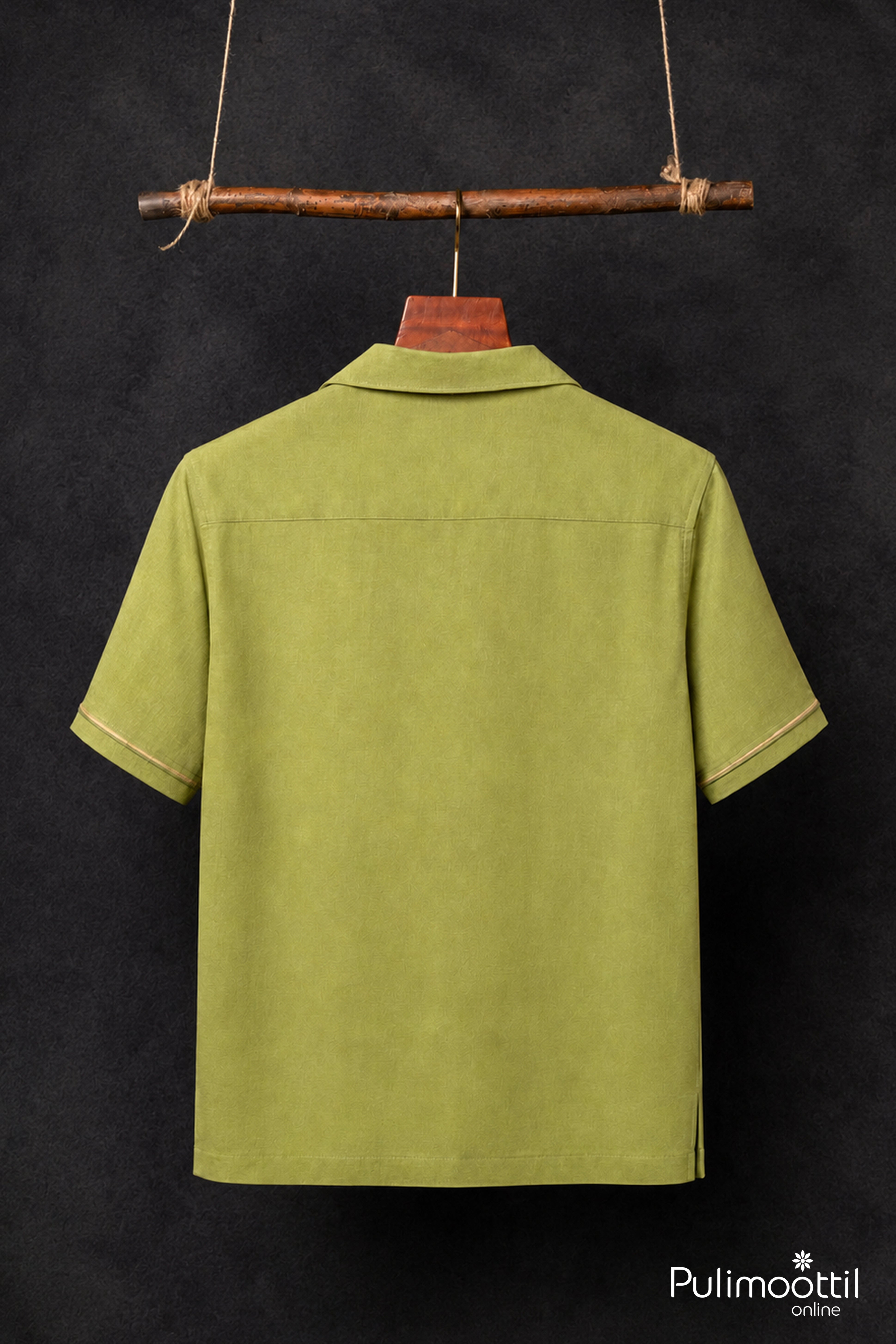 Olive Green Colour Shirt Featuring Kerala-inspired Coconut Tree