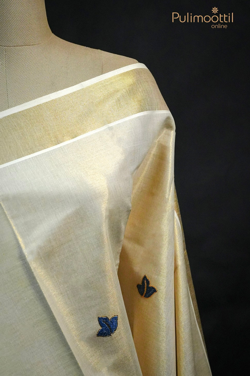 Kerala Tissue Thread Work Set Saree.