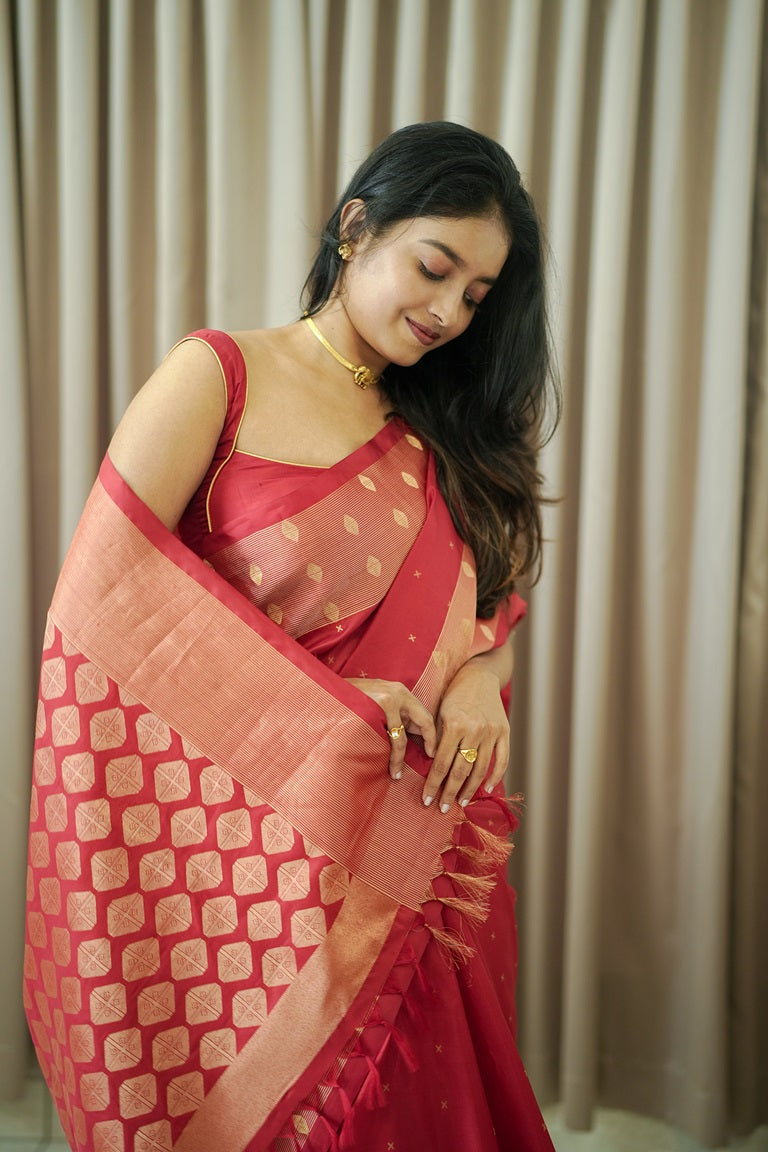 Red Colour Pure Silk Saree