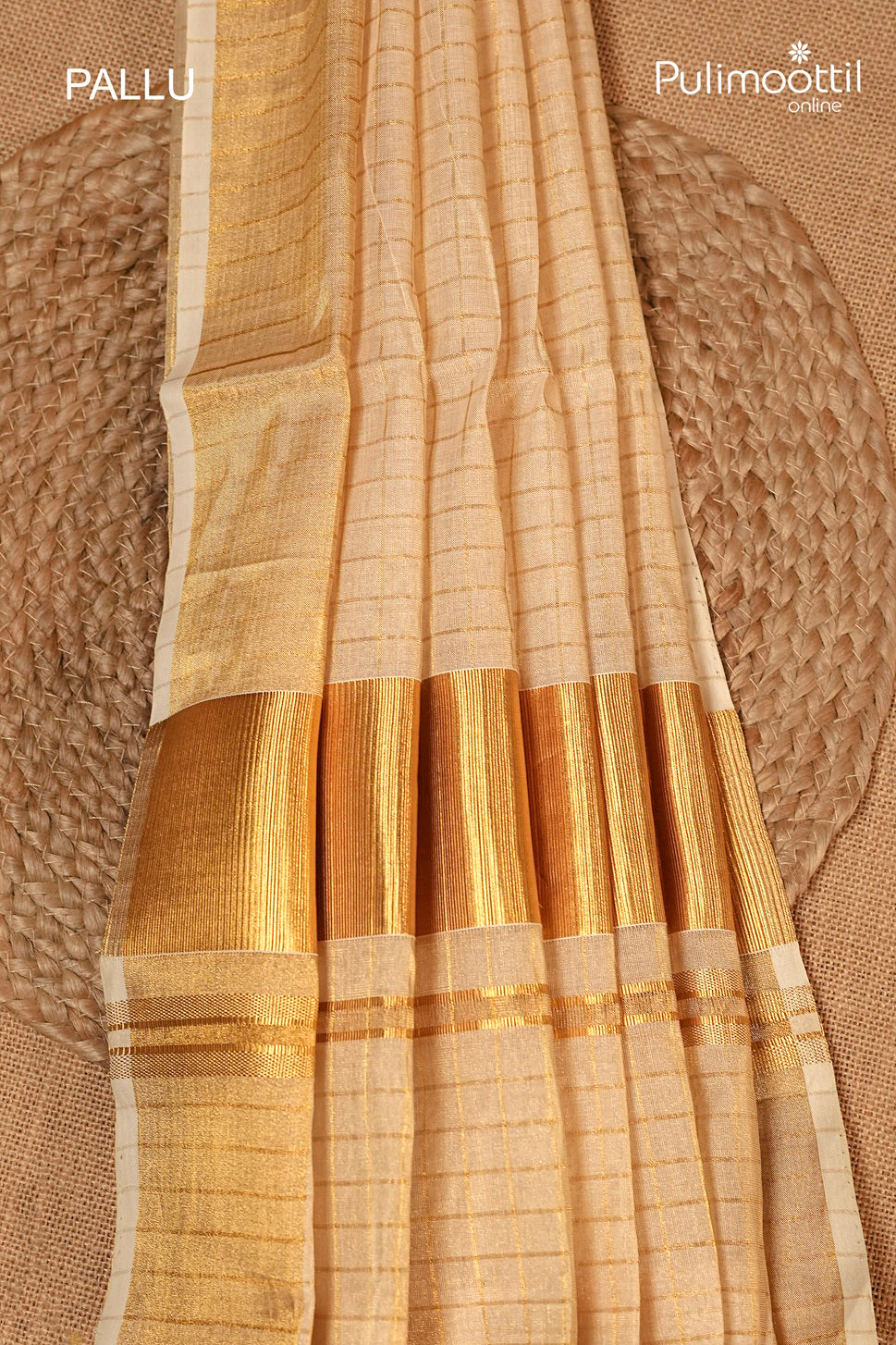 Kerala Traditional Golden Tissue Handloom Set Saree