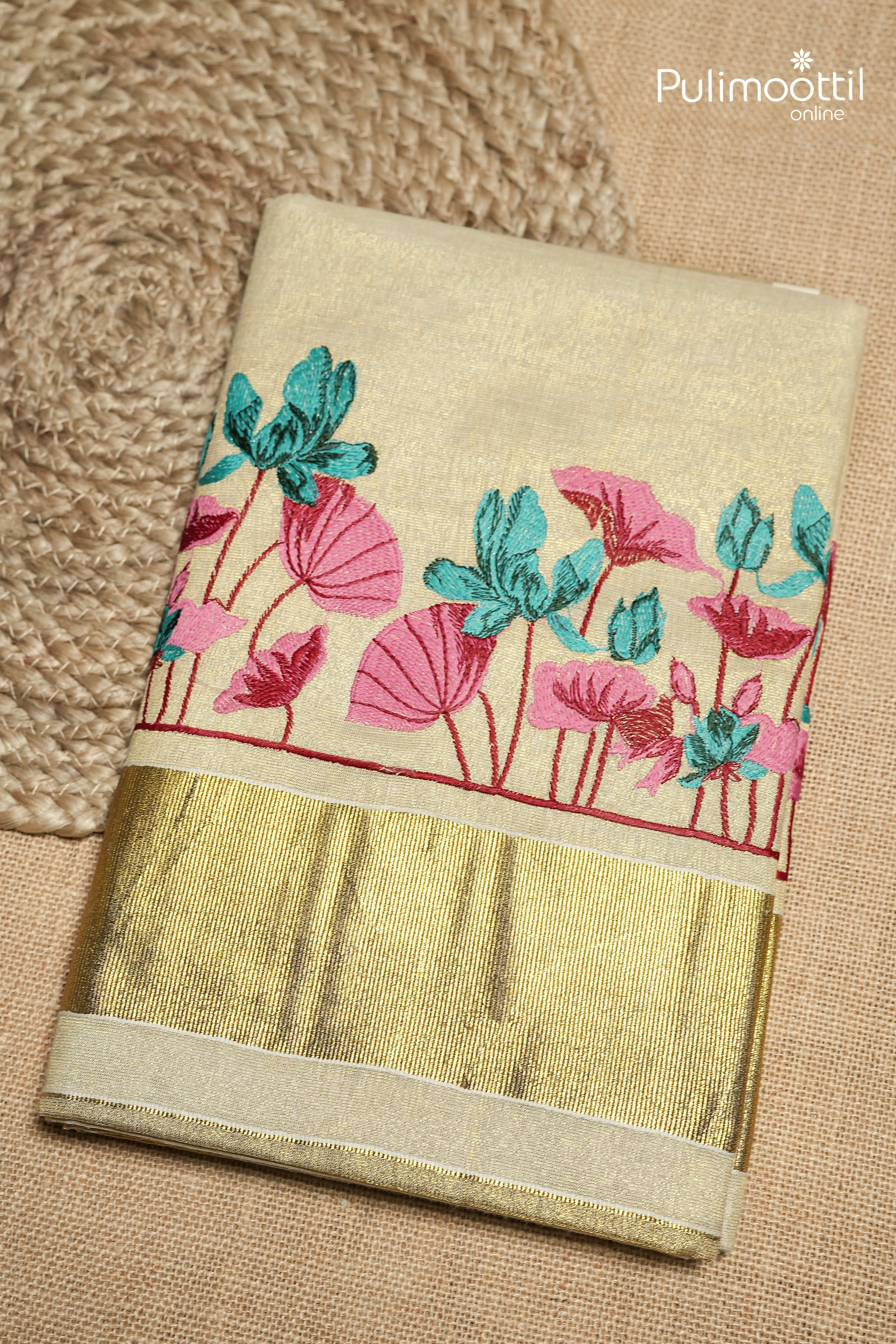 Kerala Traditional Golden Tissue Set Saree
