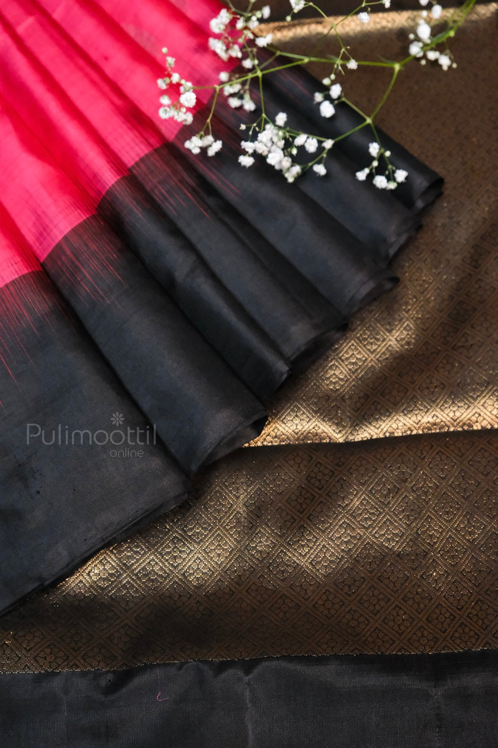 Raspberry Red Colour Pure Soft Silk Saree