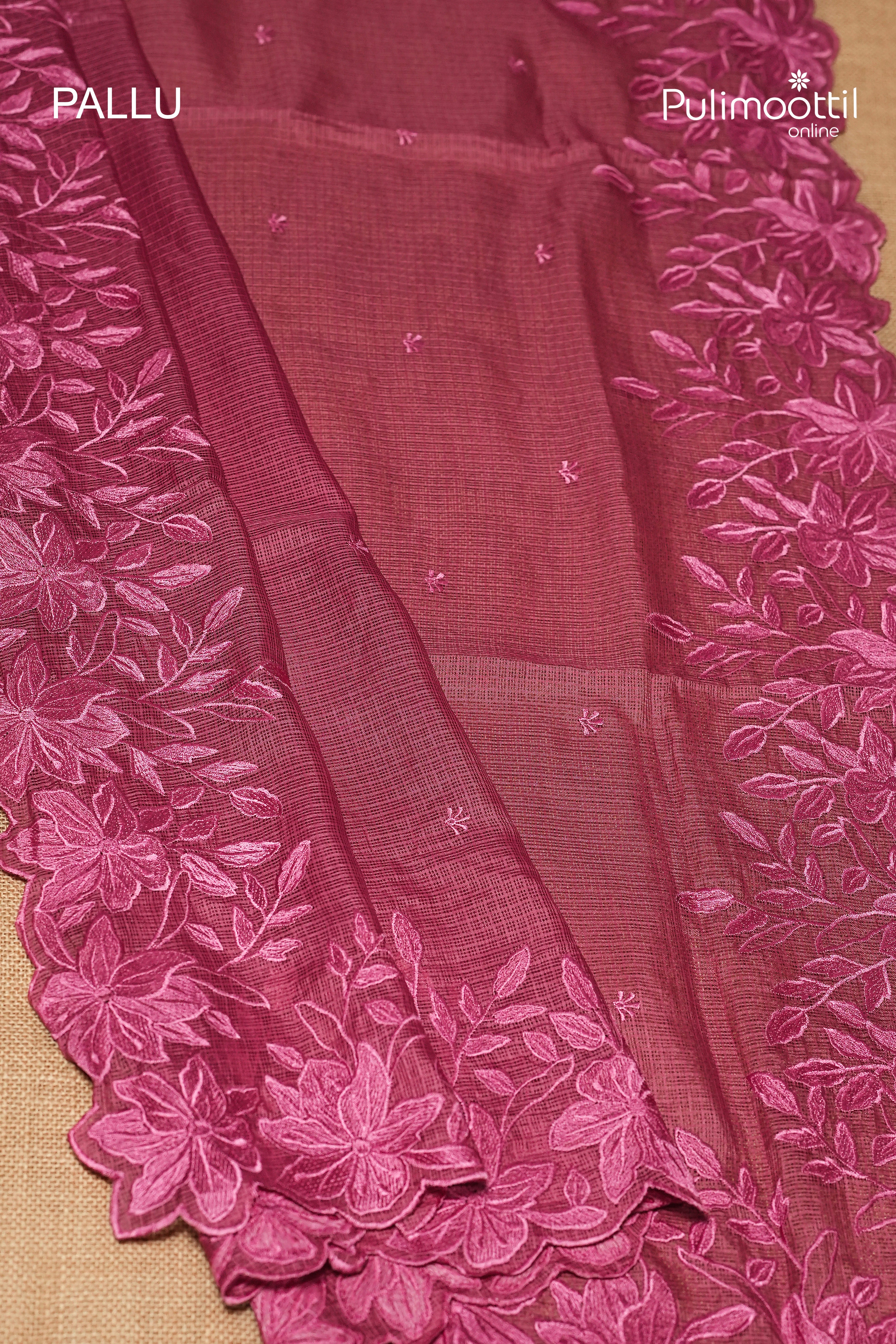 Onion Pink Colour Net Cotta Fancy Saree
