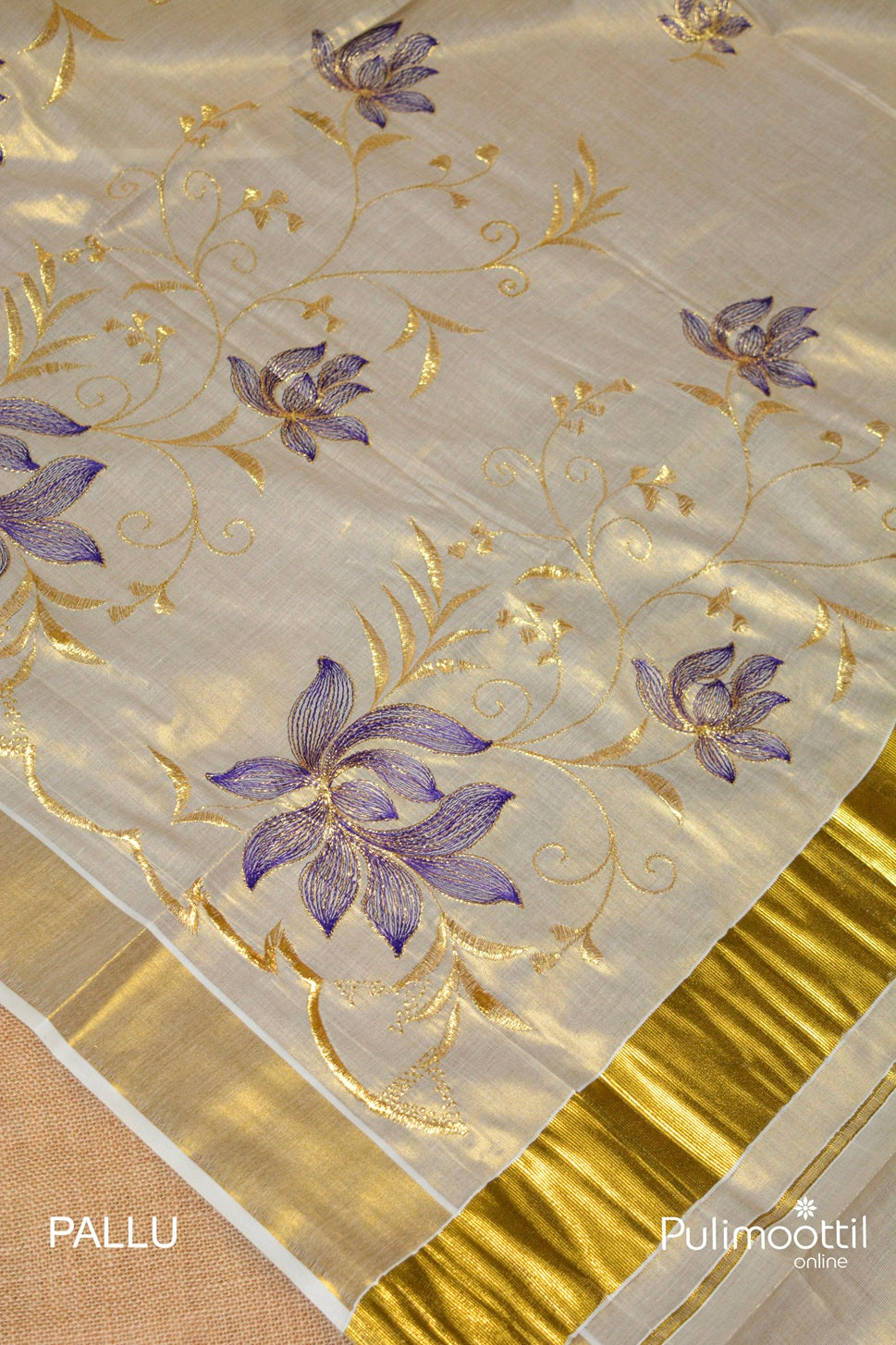 Kerala Traditional Golden Tissue Set Saree