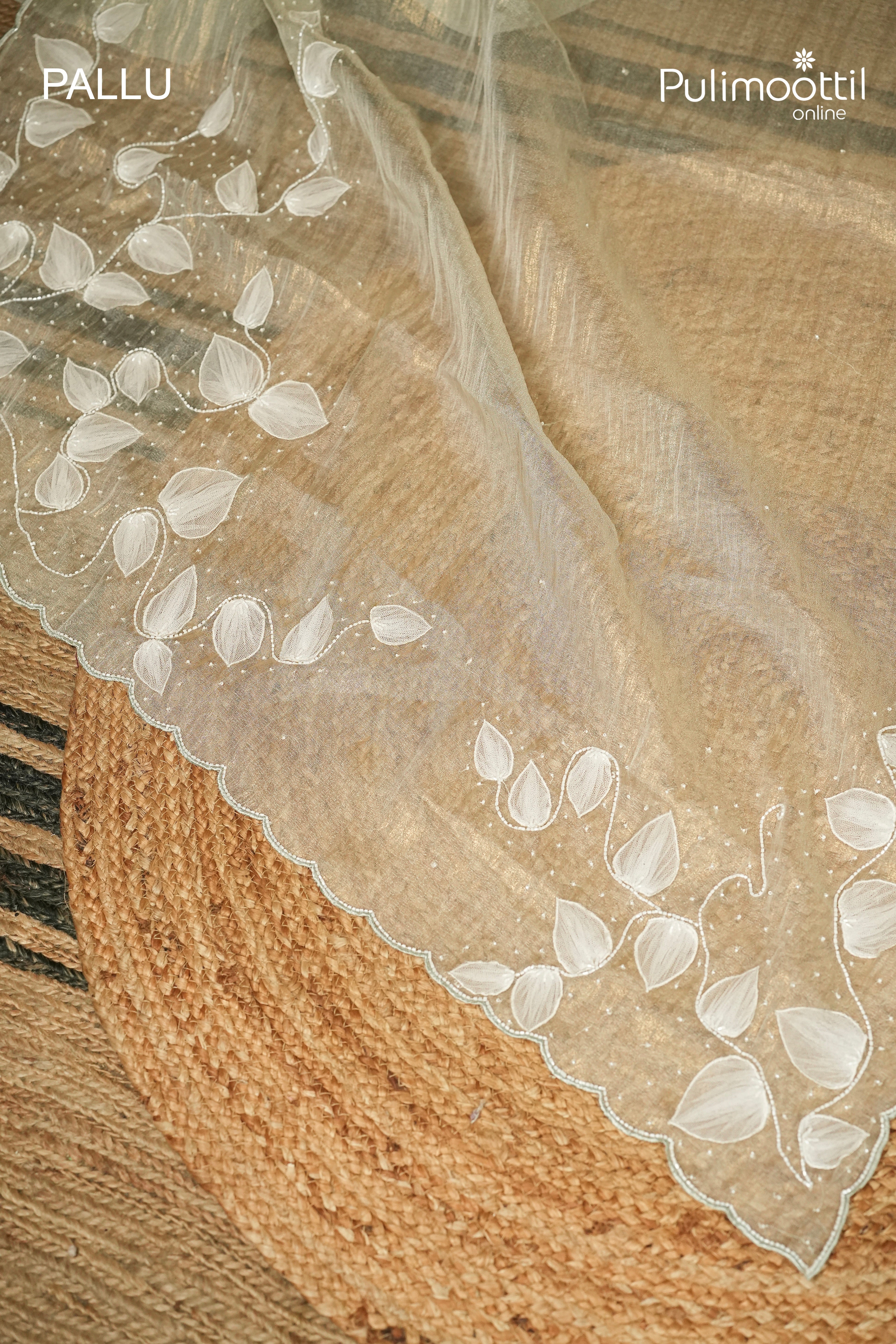 Light Sage Green Colour Shimmer Crushed Organza Fancy Saree