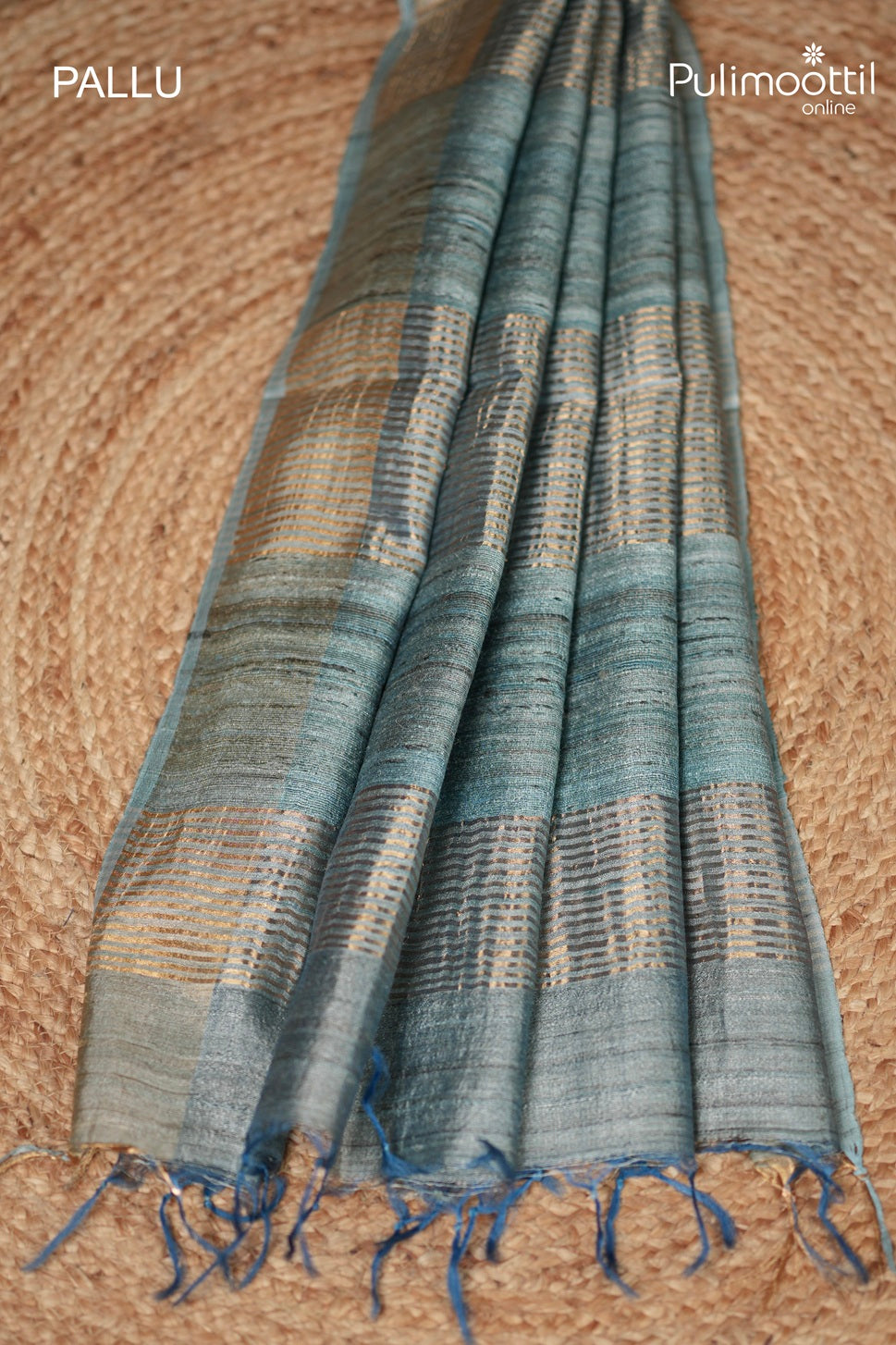 Powder Blue Colour Jute Silk Saree