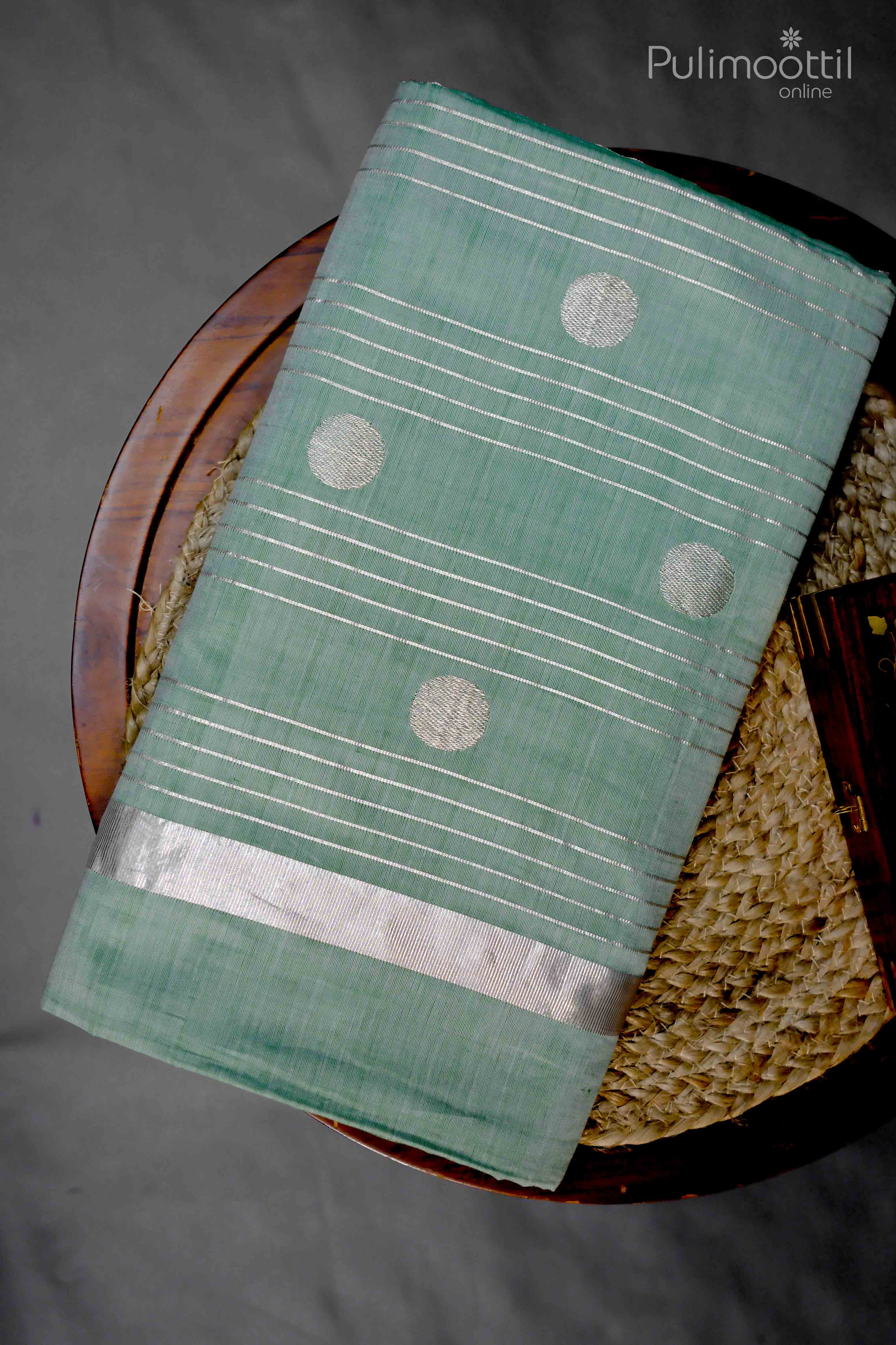 Light Pista Green Colour Pure Handloom Cotton Saree