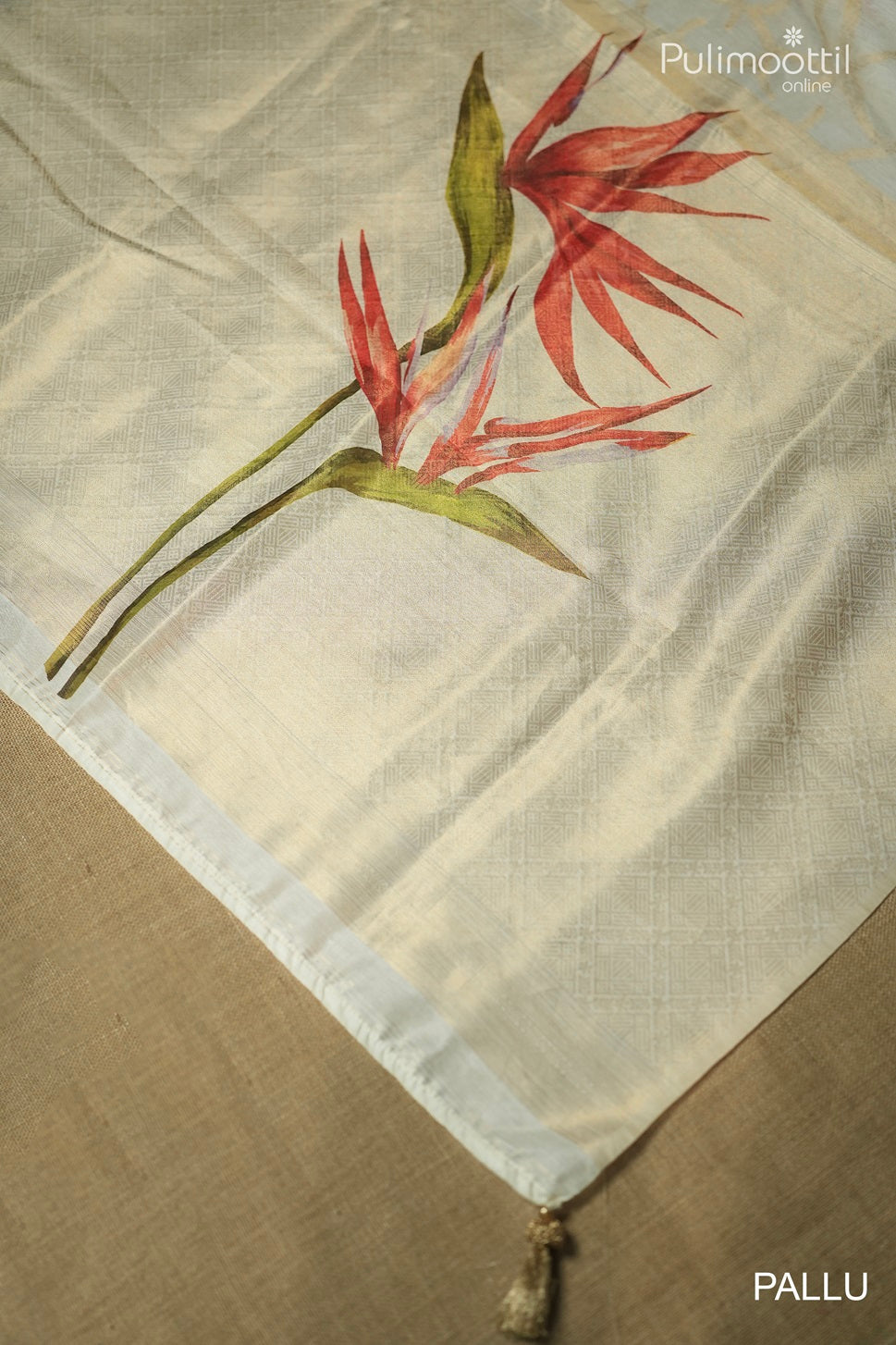 Off White Colour Semi Chanderi Traditional Saree