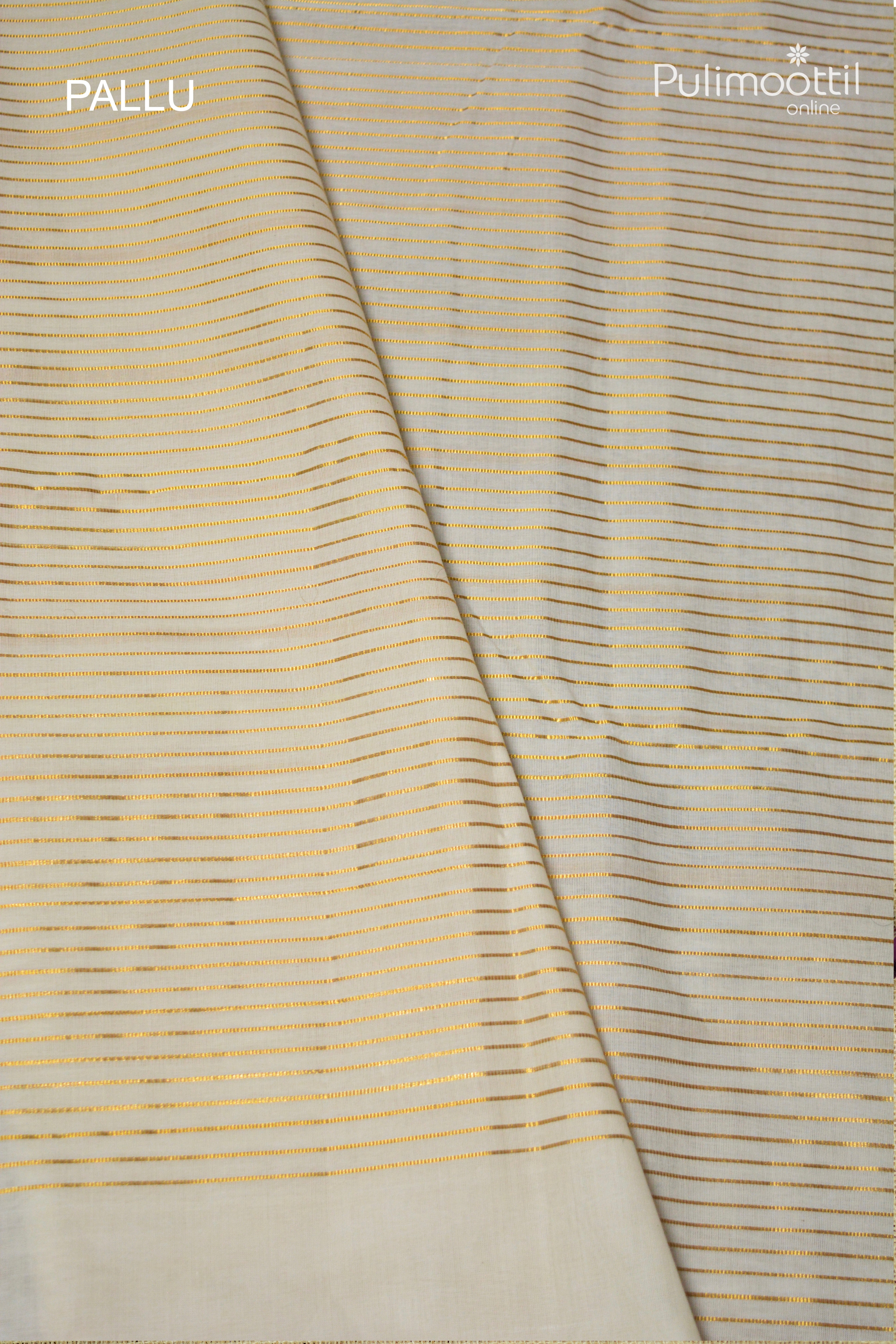 Cream colour Cotton Handloom Saree