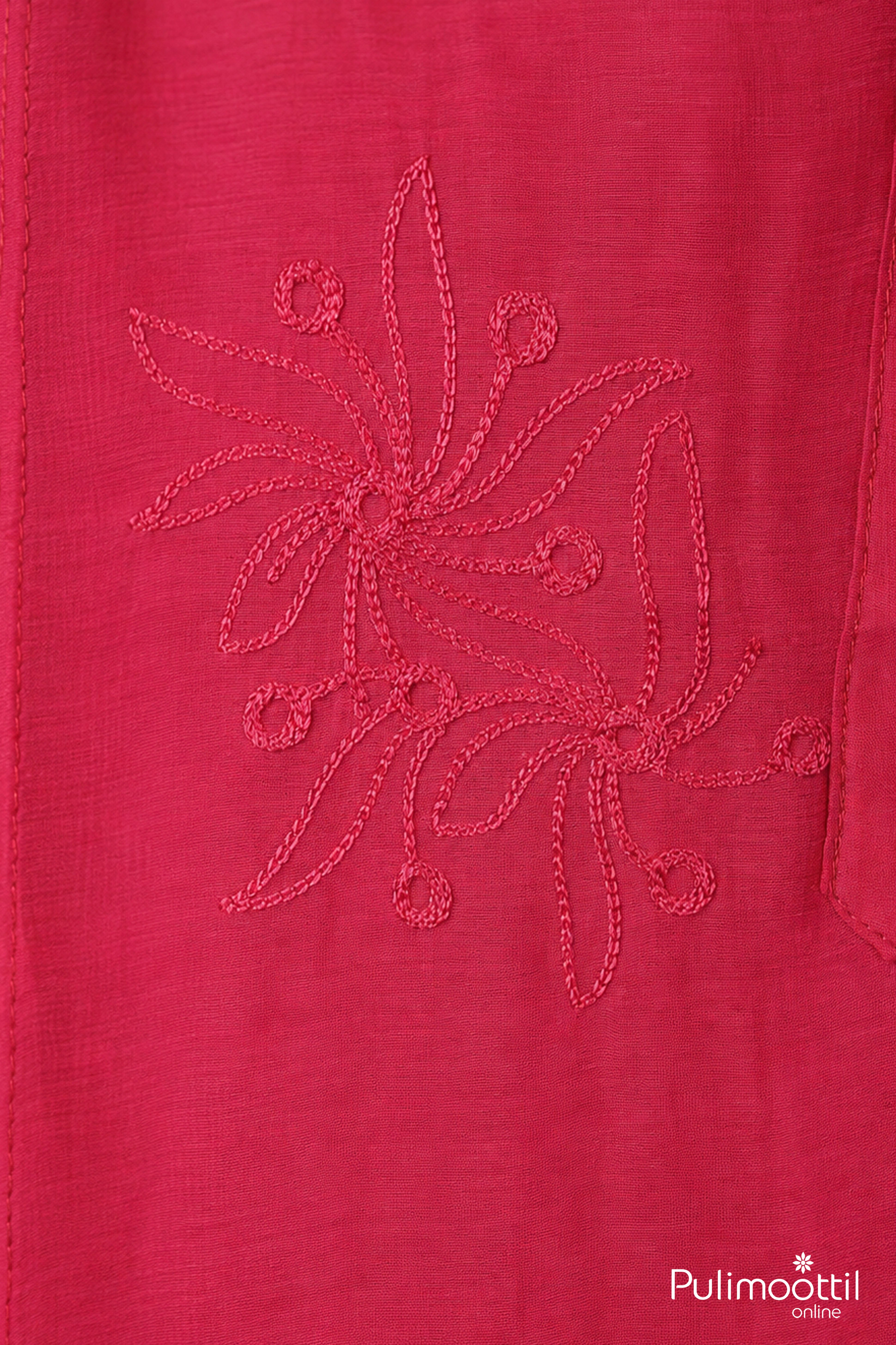 Pink Kurthi Featuring Elegant Tone-on-Tone Floral Vine Embroidery